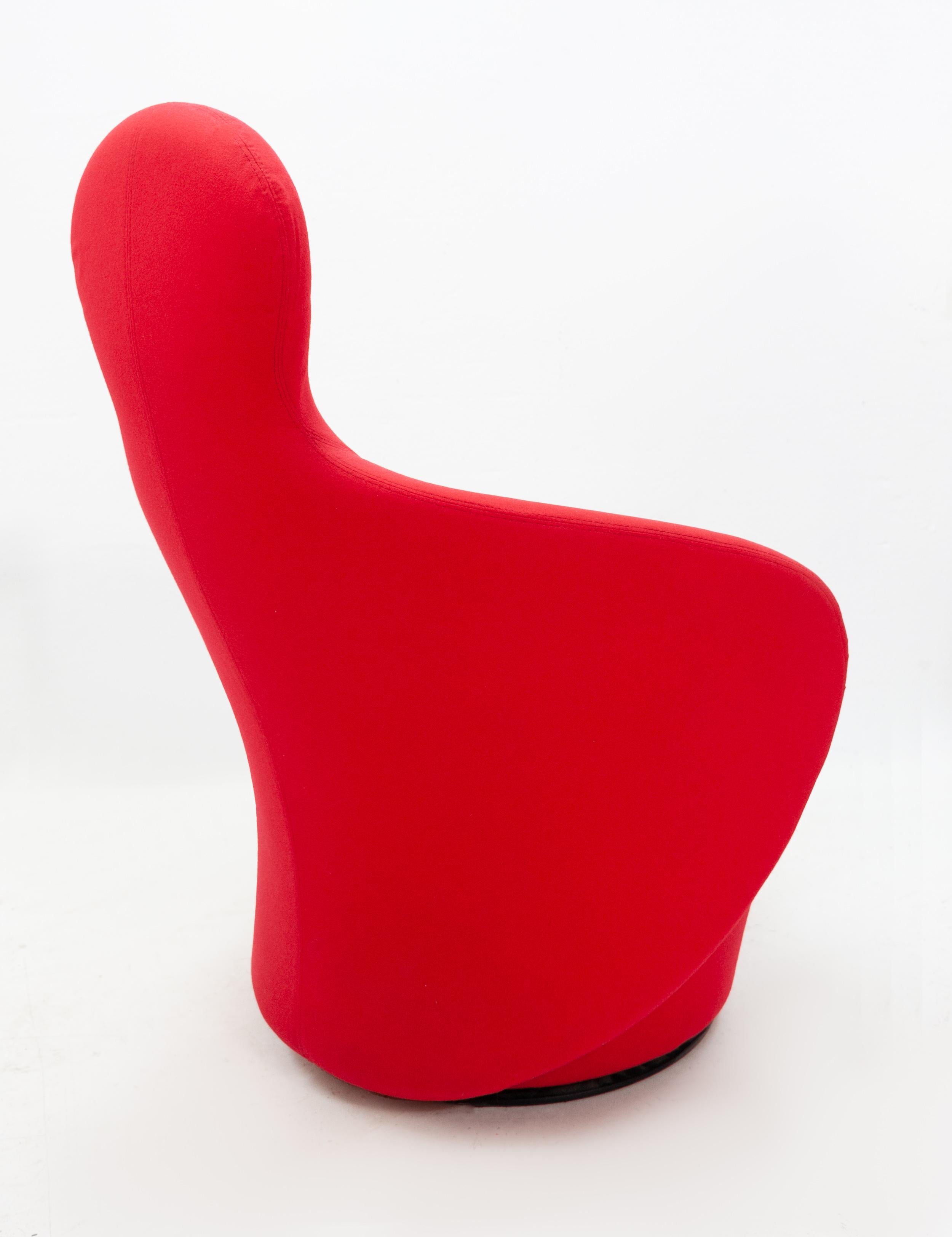 Contemporary Red Felt Barbamama Accent Chair