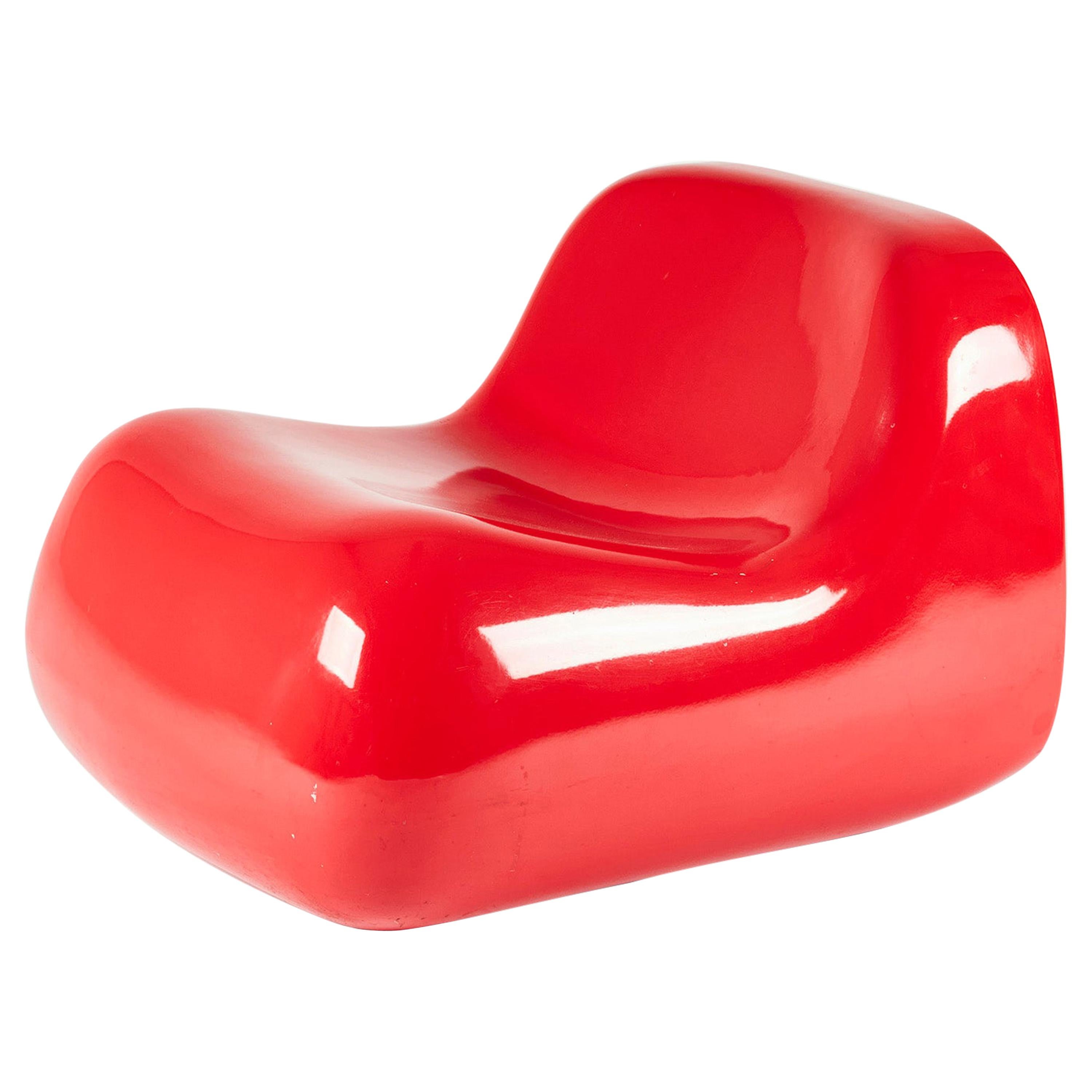 Red Fiberglass "Jumbo" Chair by Alberto Rosselli for Saporiti