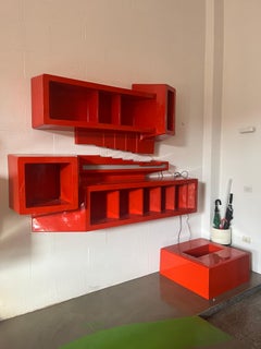 Red Fiberglass Library from Mim Roma - space age style design by Luigi Pellegrin