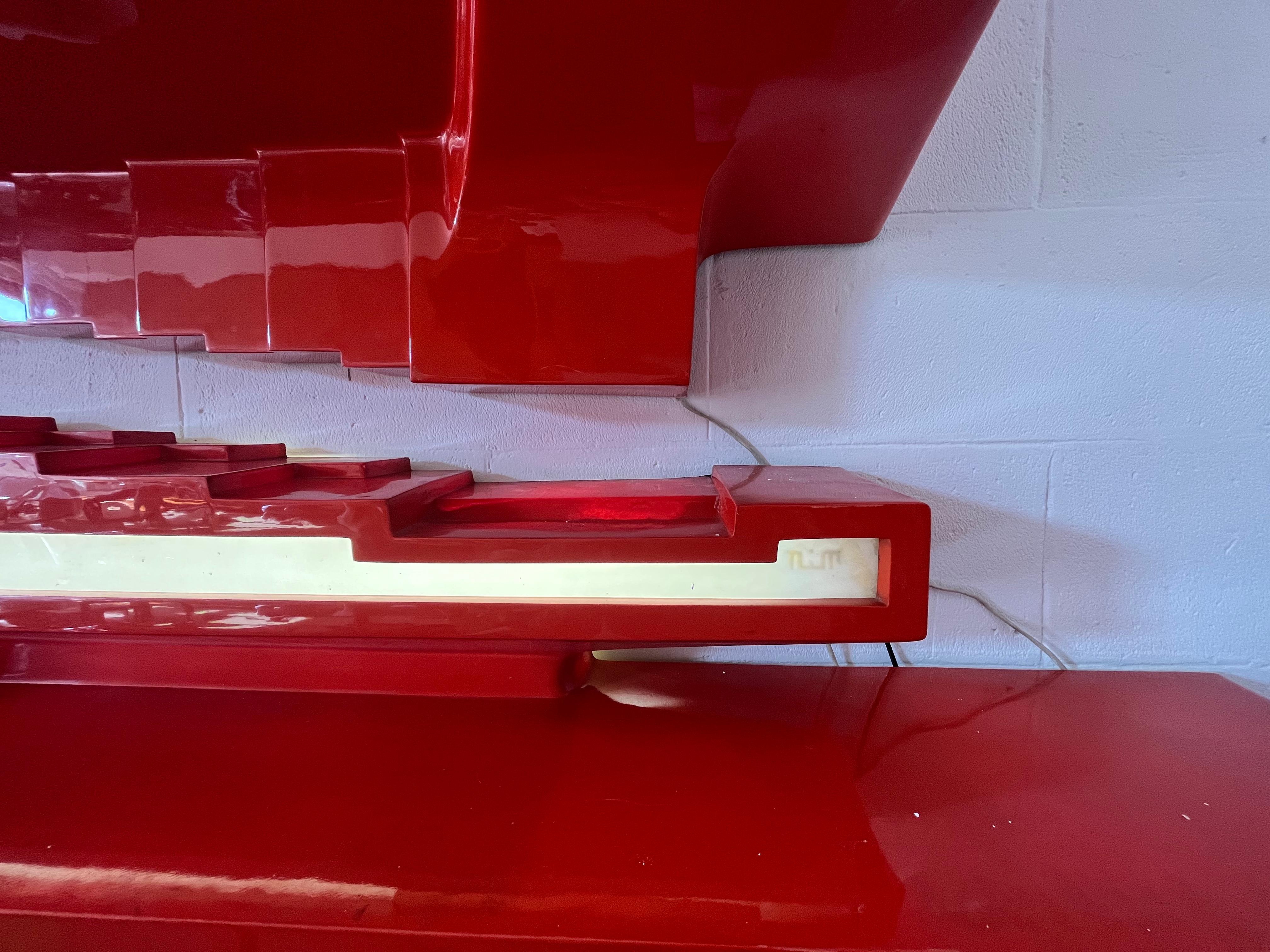 Italian Red Fiberglass Library from Mim Roma - space age style design by Luigi Pellegrin