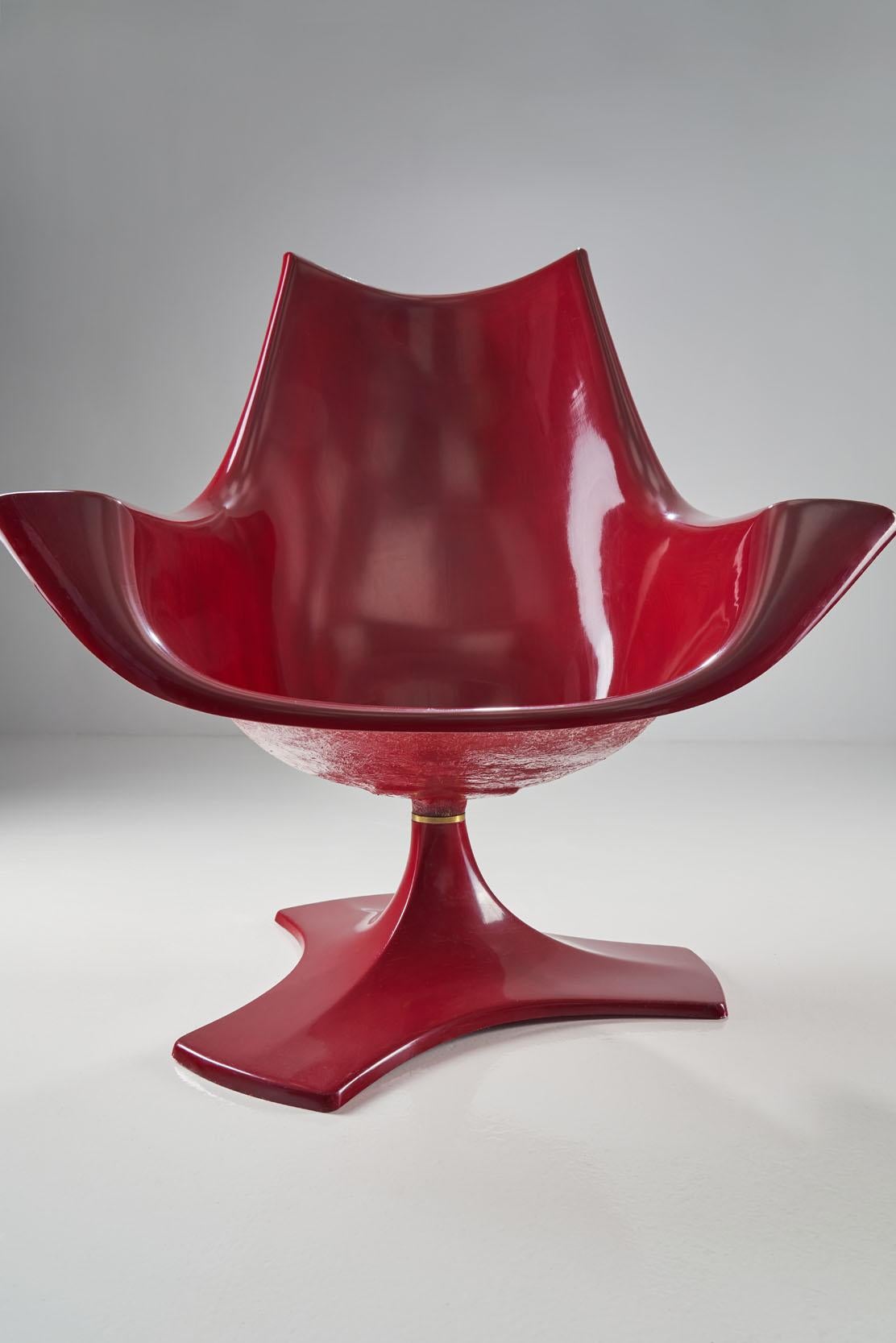 Sessel „Amicus“ aus rotem Glasfaser von Antero Poppius, Finnland, 1970er Jahre im Angebot 2
