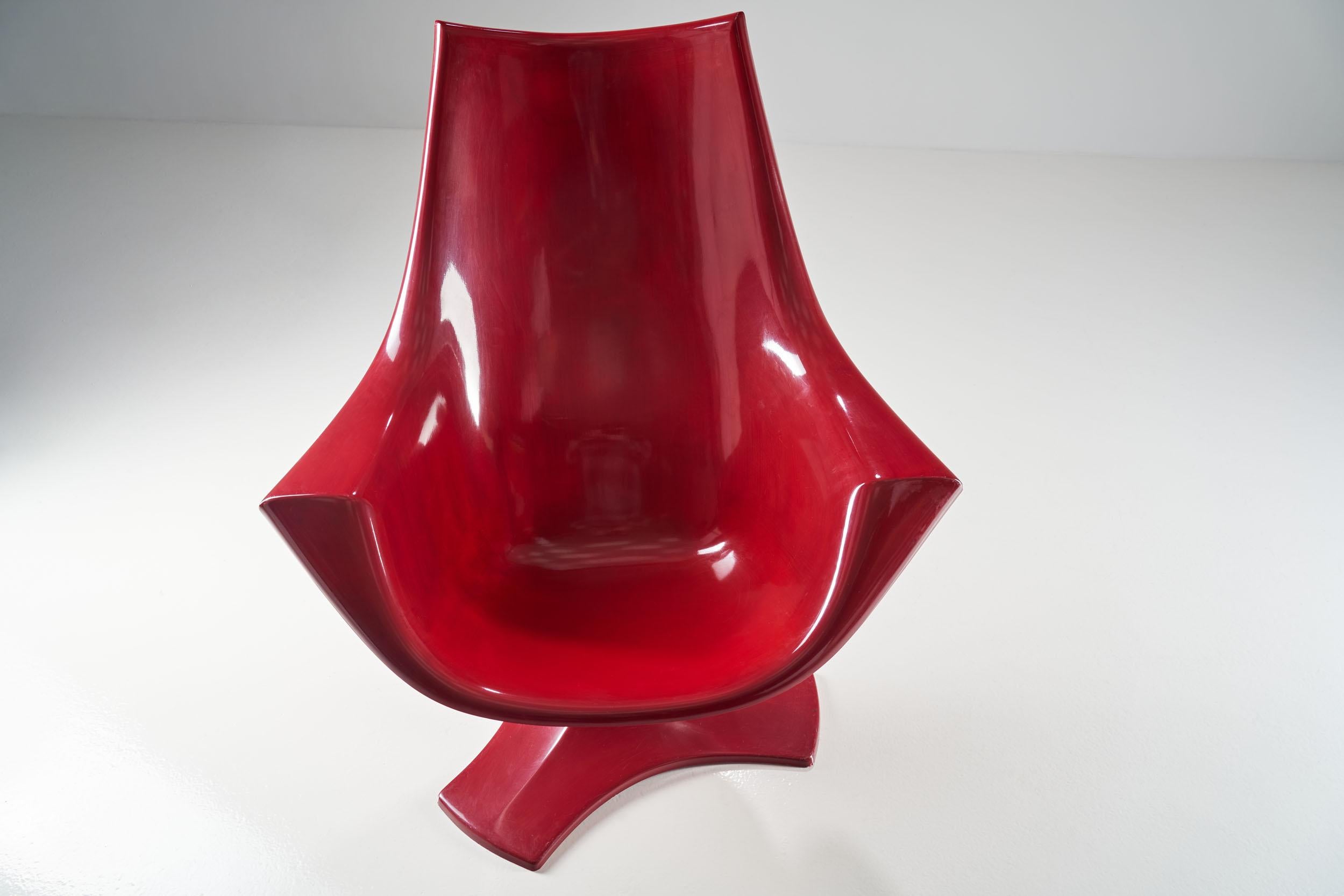 Sessel „Amicus“ aus rotem Glasfaser von Antero Poppius, Finnland, 1970er Jahre im Angebot 3