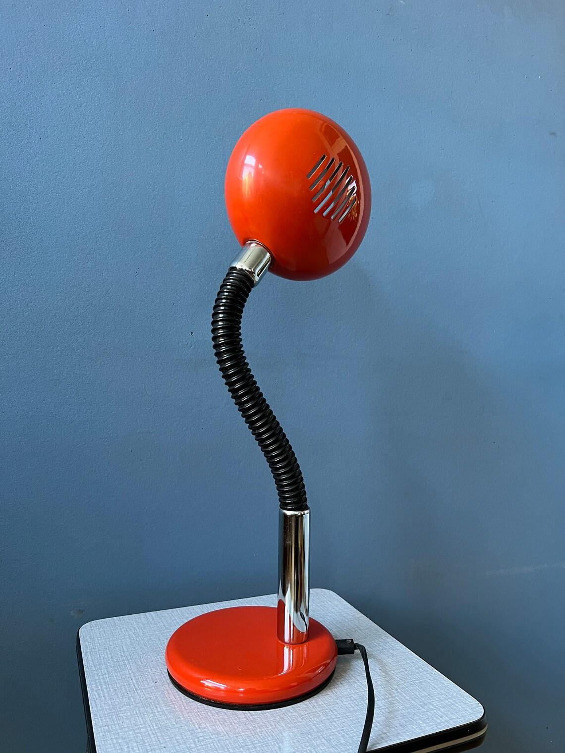 Red Flexible Adjustable Mid Century Space Age UFO Table Lamp, 1970s For Sale 1