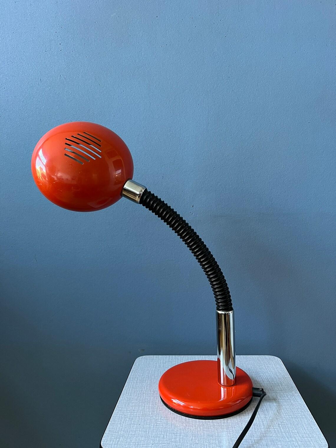 Red Flexible Adjustable Mid Century Space Age UFO Table Lamp, 1970s For Sale 2