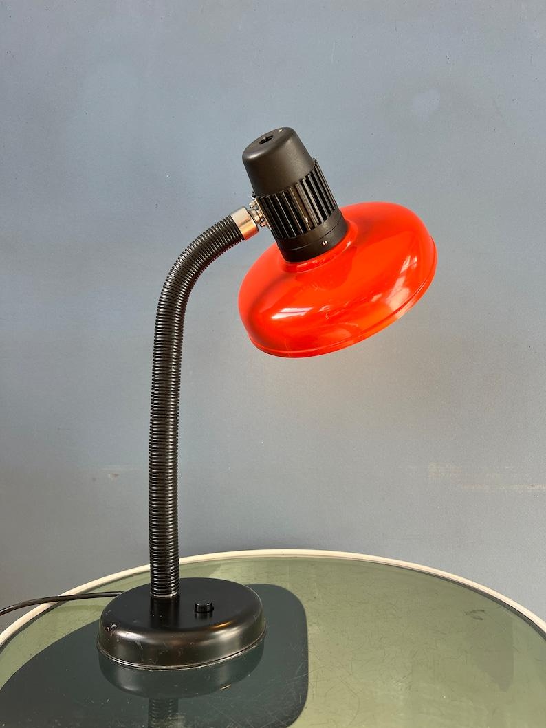 Metal Red Flexible Arm Space Age Table Lamp, 1970s For Sale