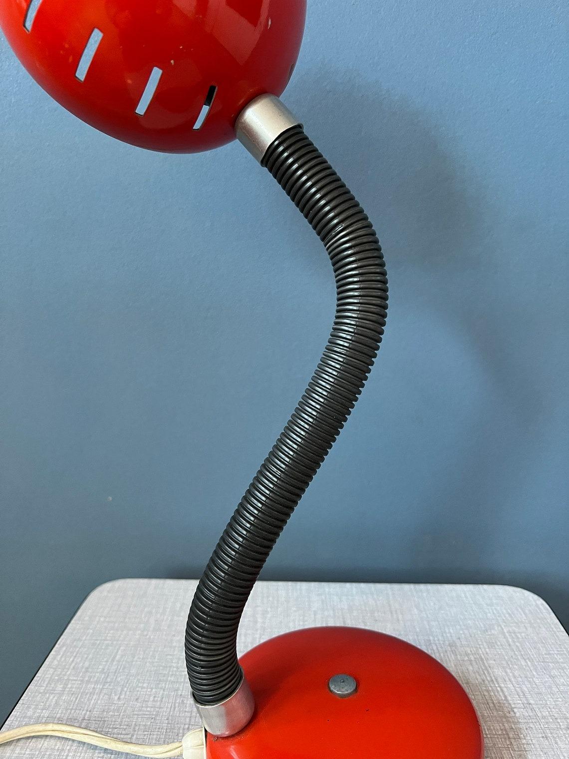 Red Flexible Vintage Spage Age Table Lamp, 1970s For Sale 4