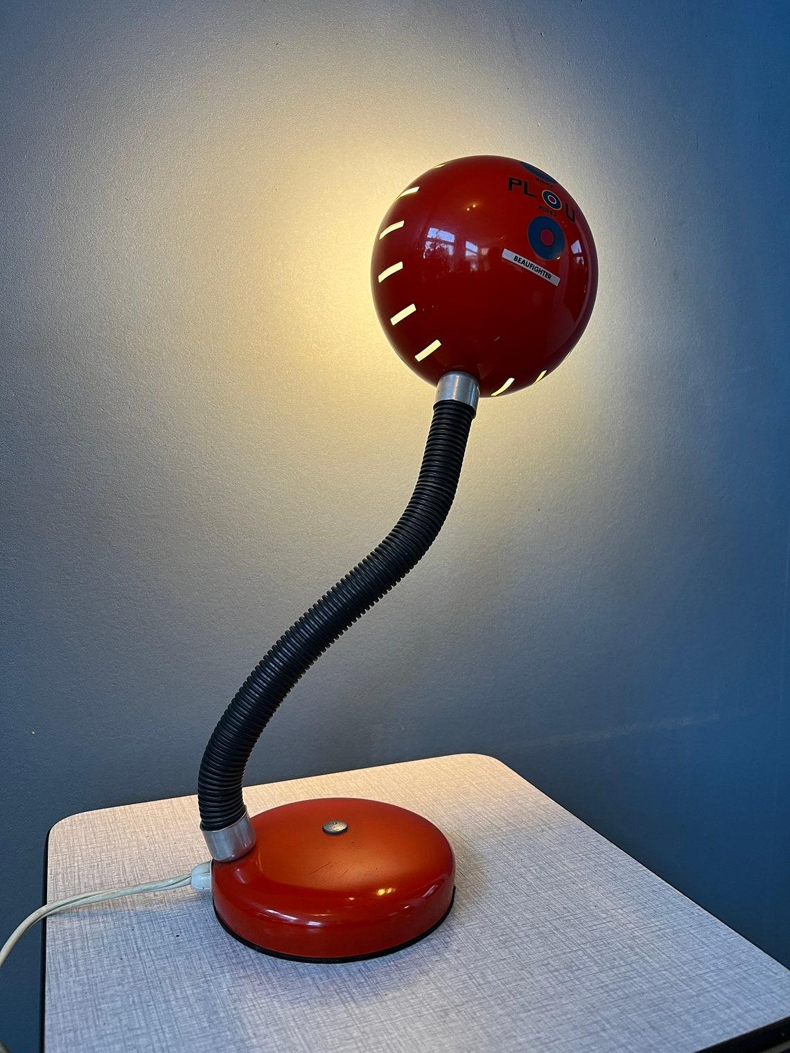 Red Flexible Vintage Spage Age Table Lamp, 1970s In Good Condition For Sale In ROTTERDAM, ZH