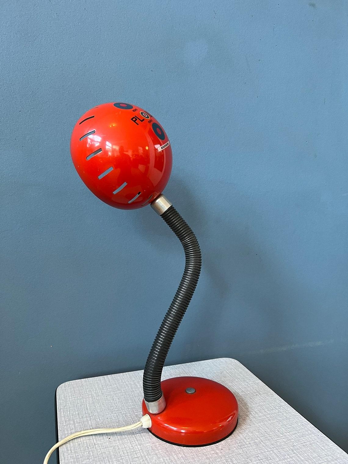 Metal Red Flexible Vintage Spage Age Table Lamp, 1970s For Sale