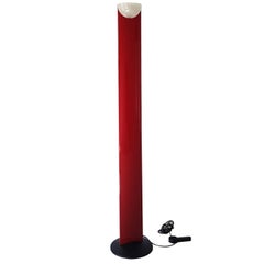 Gianfranco Frattini Italian Murano Glass Floor Lamp Glossy with Red Steel Column