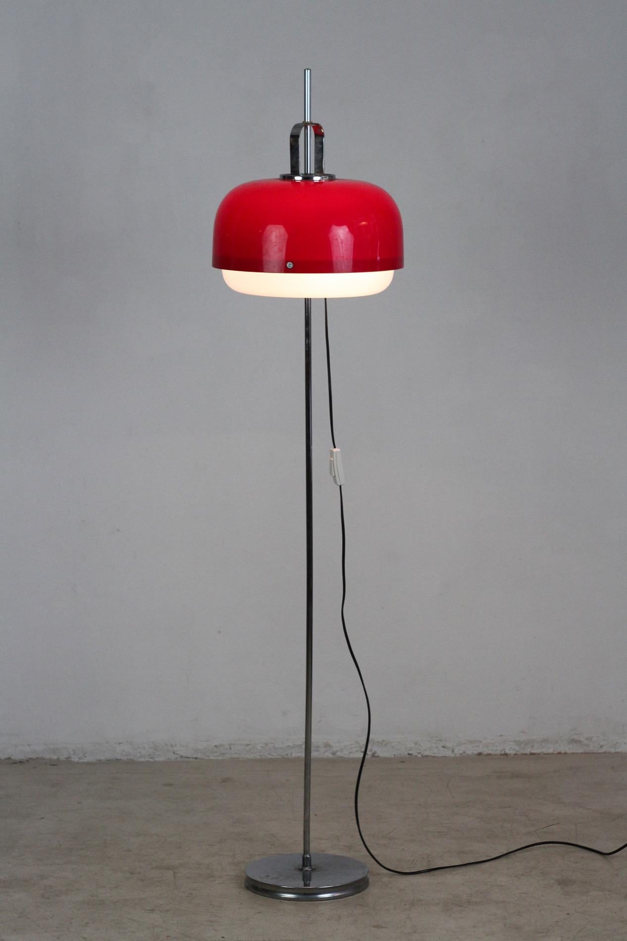 Plastic Red Floor Lamp by Harvey Guzzini, Meblo, 1970s