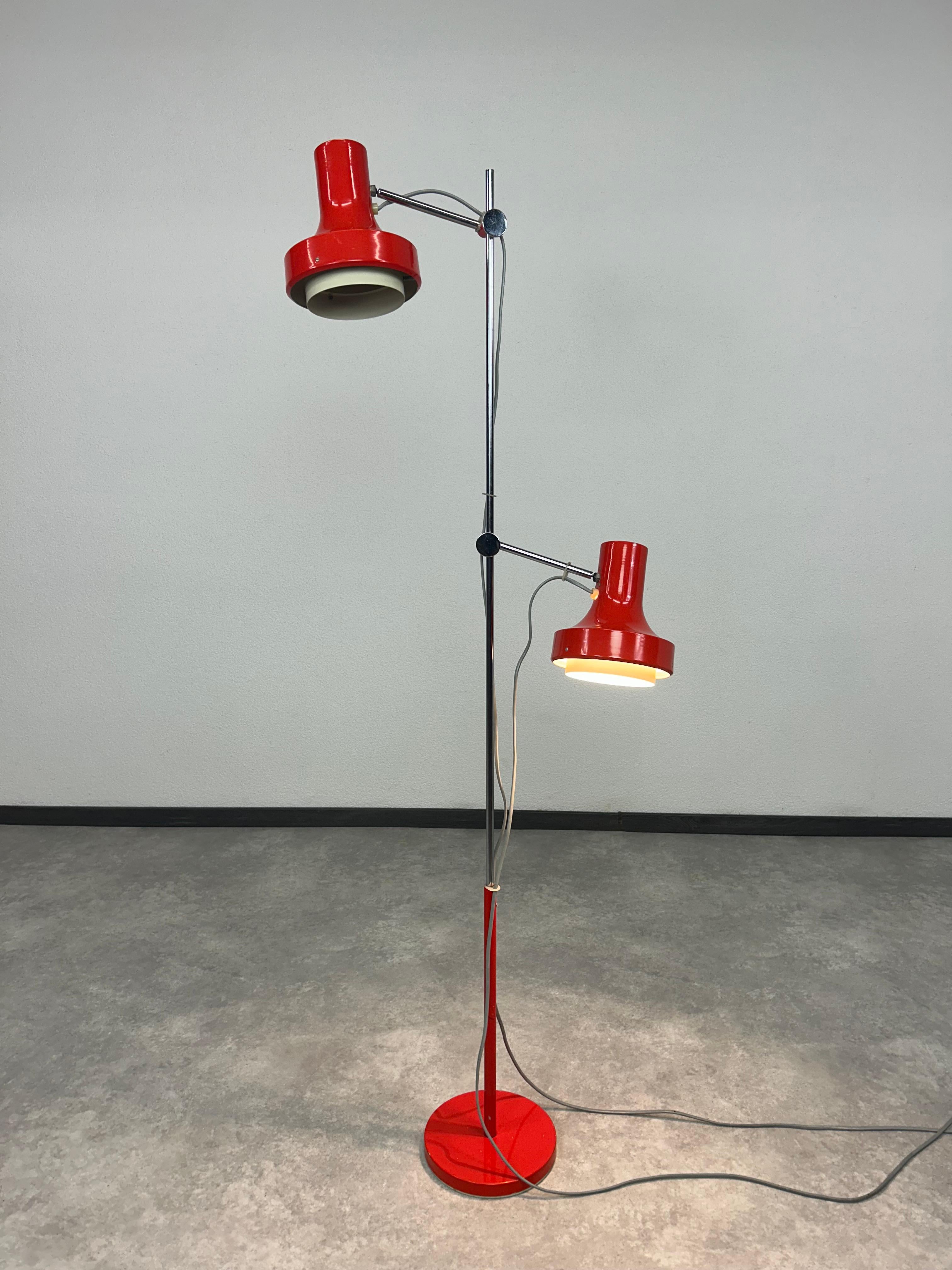 Red floor lamp by Josef Hurka for Napako in very nice original condition.