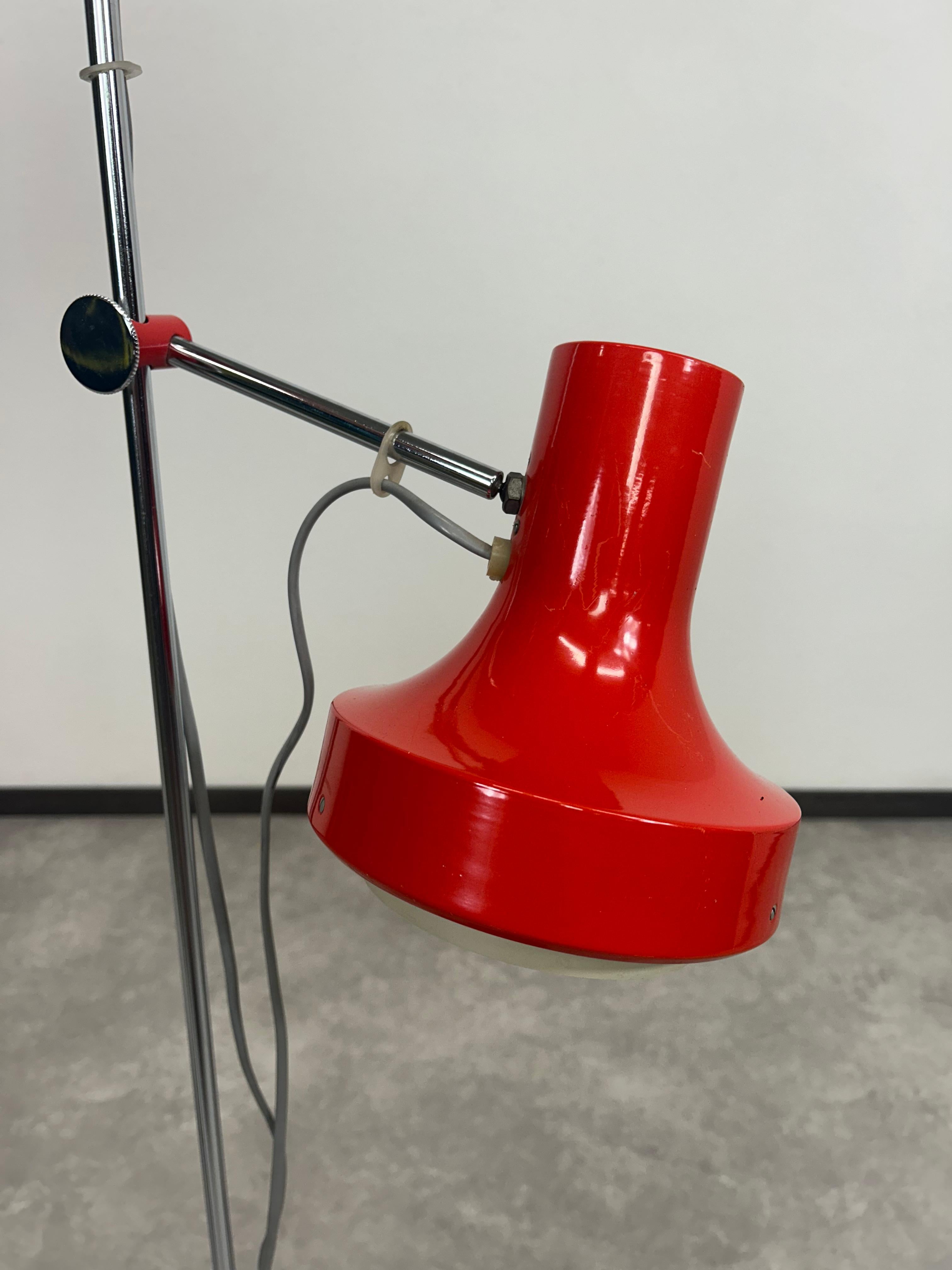 Red floor lamp by Josef Hurka for Napako In Good Condition For Sale In Banská Štiavnica, SK