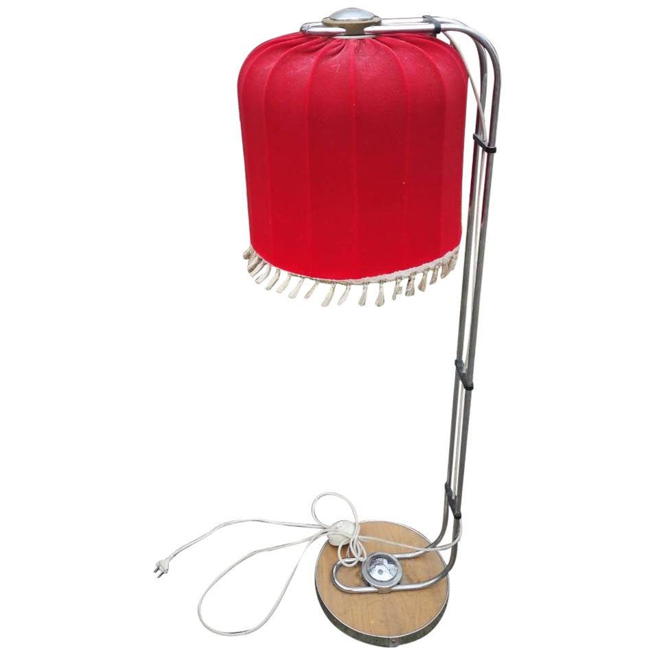 Red Floor Lamp with Beautiful Shaped Shade For Sale