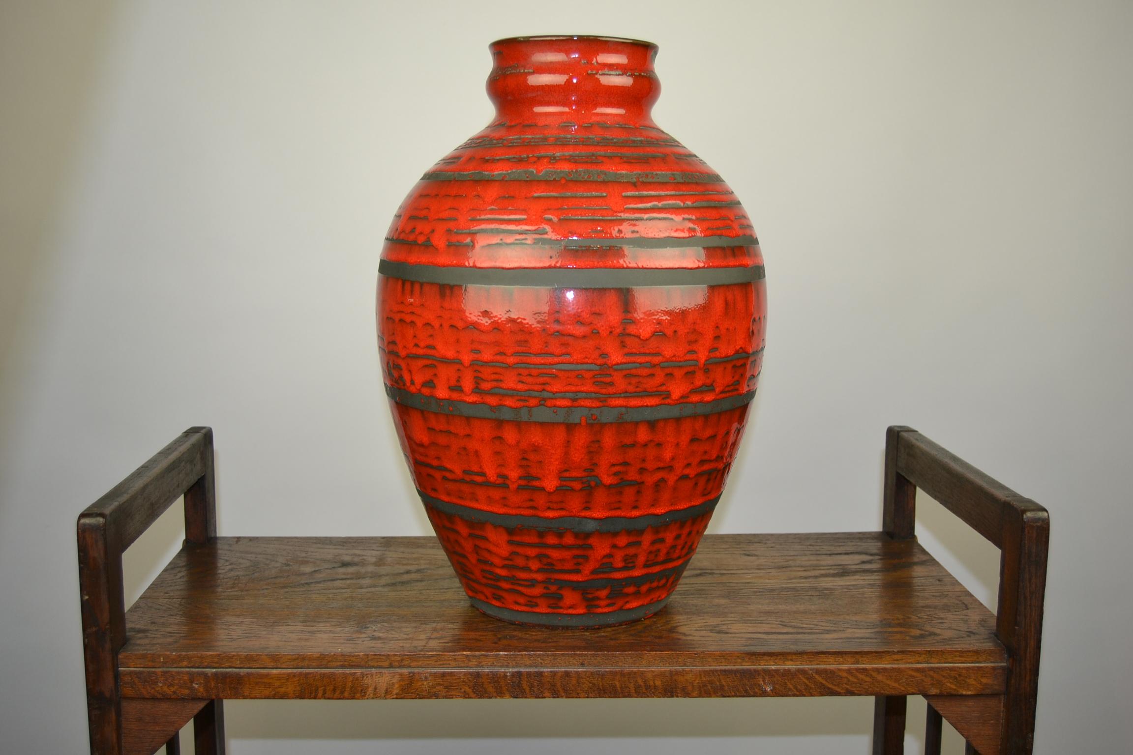 Red Floor Vase by Carstens Tönnieshof, West Germany, Large Size 2