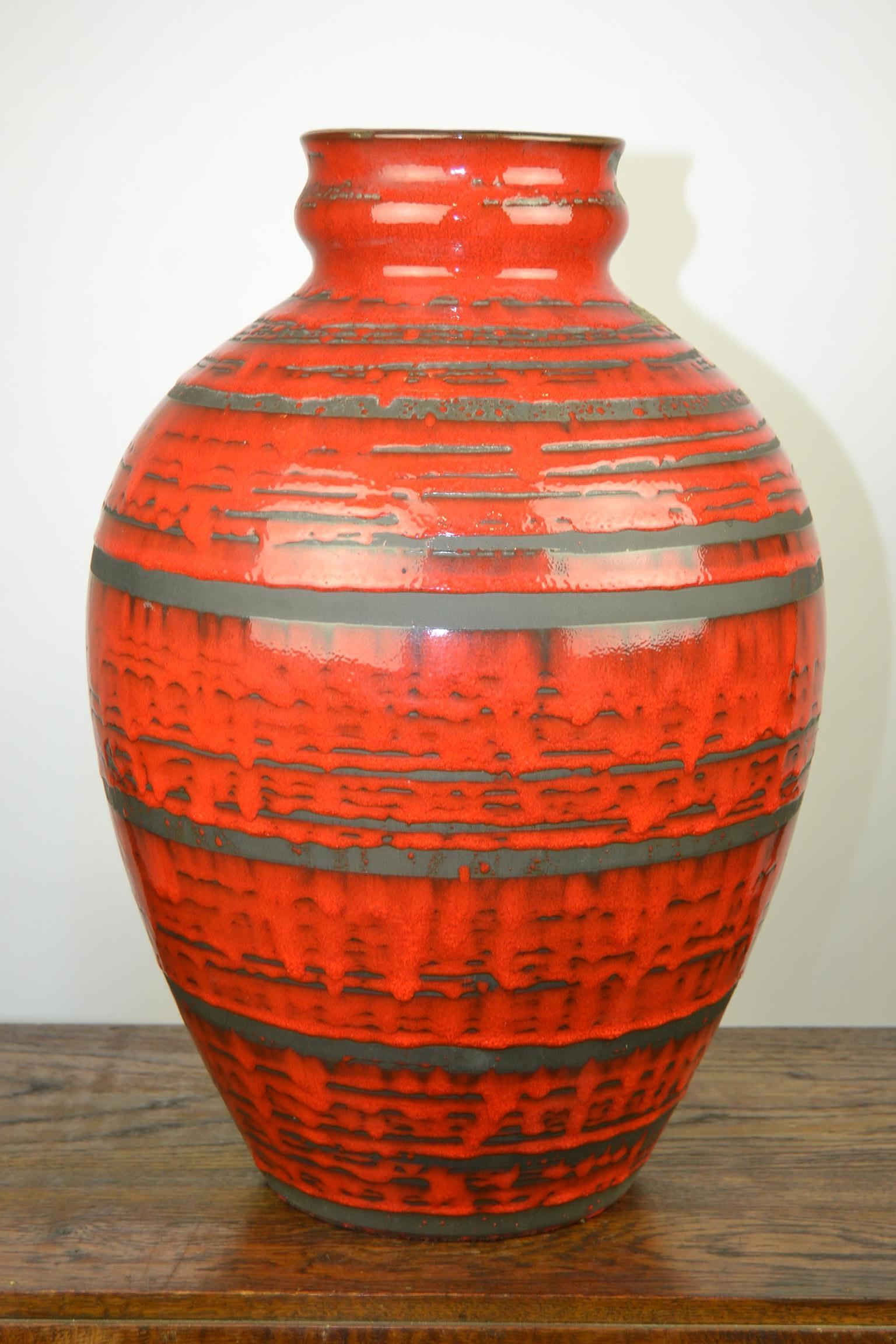 Red Floor Vase by Carstens Tönnieshof, West Germany, Large Size 3