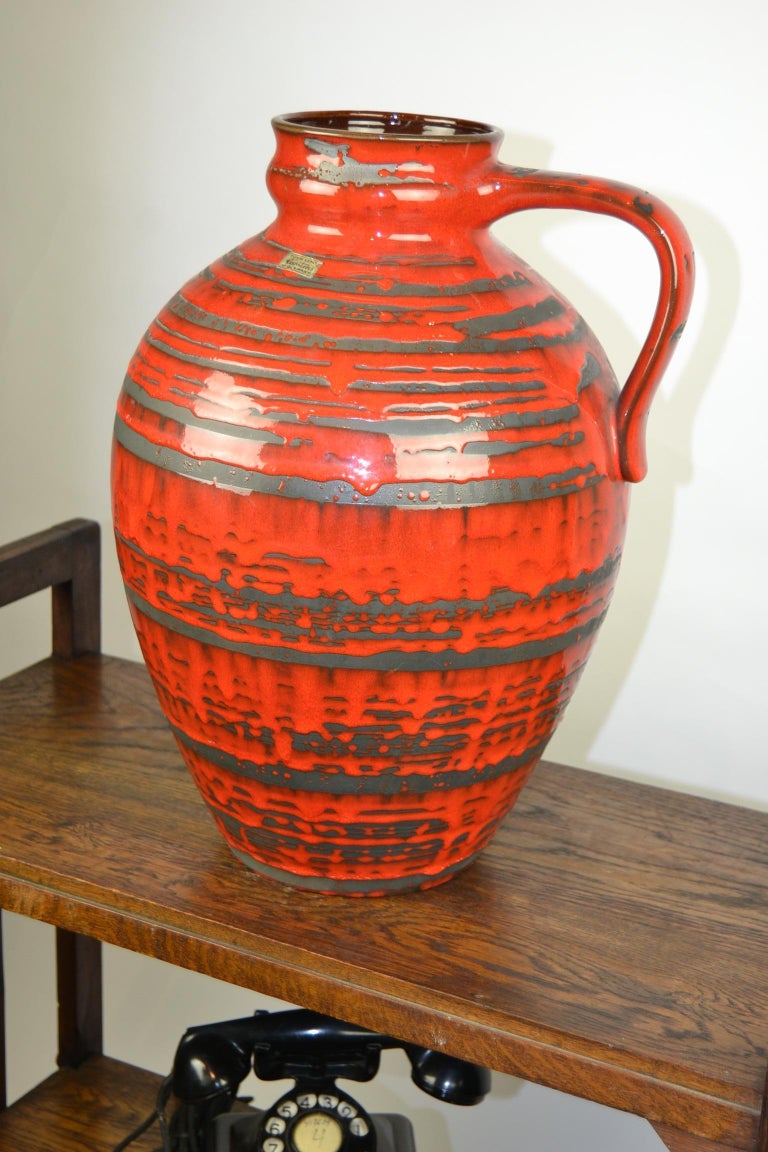 Red Floor Vase by Carstens Tönnieshof, West Germany, Large Size at 1stDibs