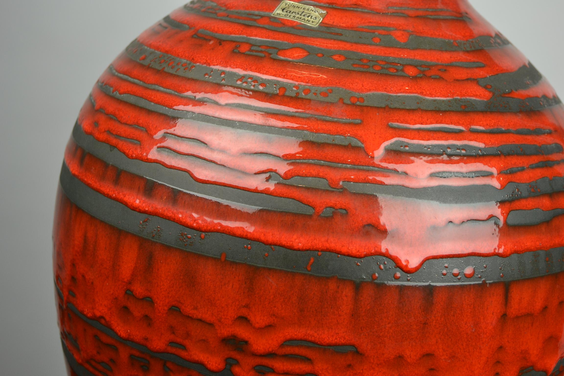 Red Floor Vase by Carstens Tönnieshof, West Germany, Large Size In Good Condition In Retie, BE