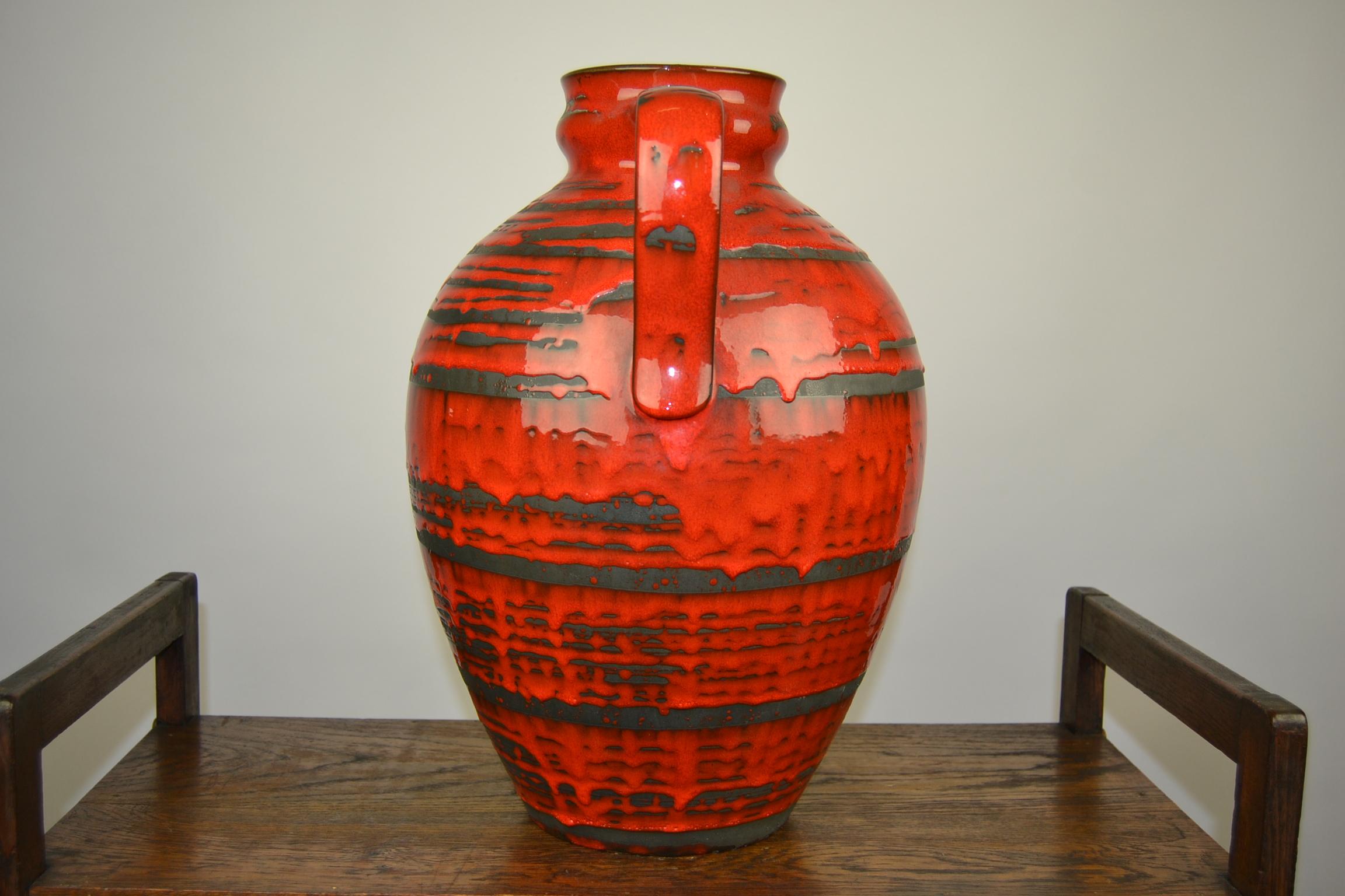 20th Century Red Floor Vase by Carstens Tönnieshof, West Germany, Large Size