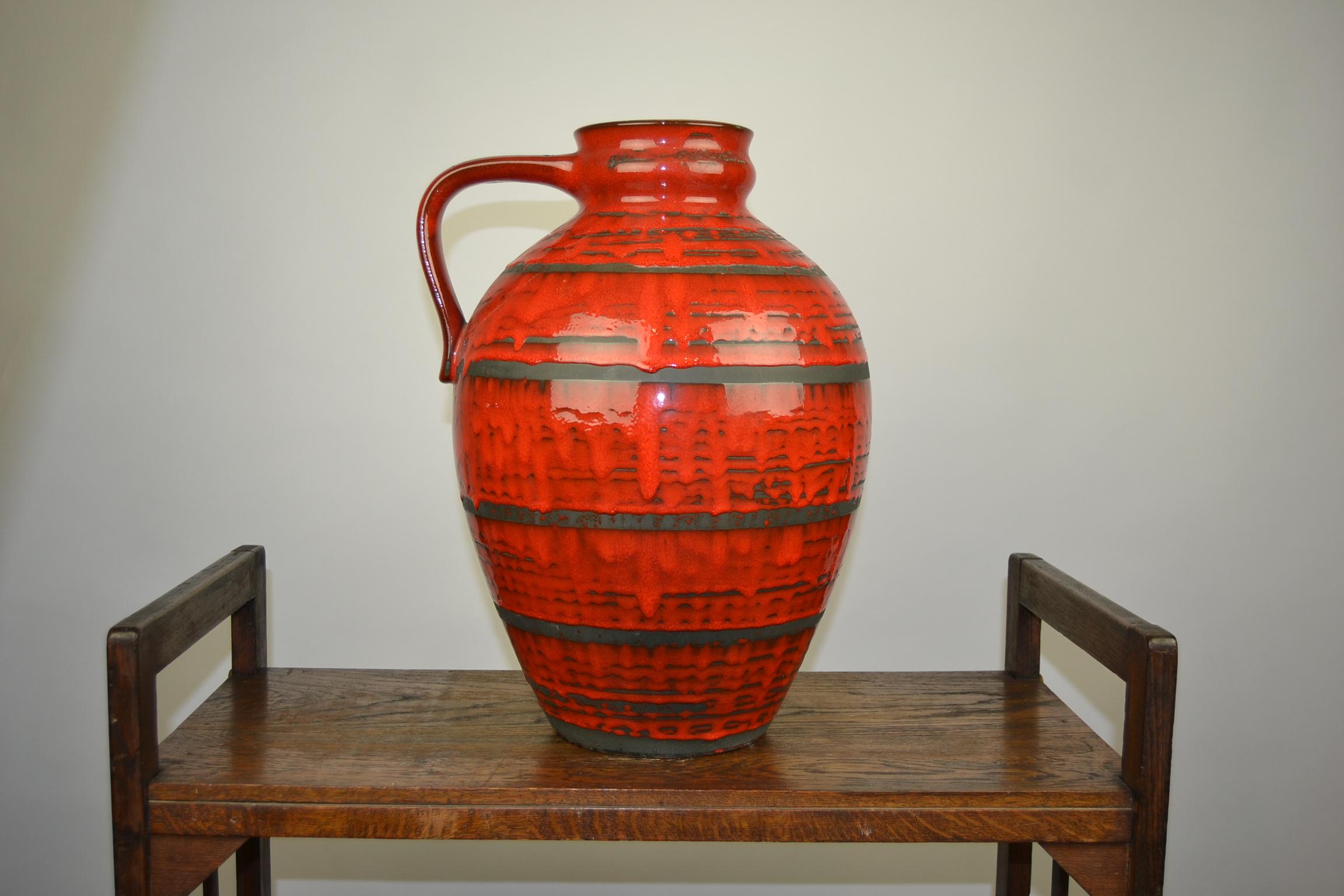 Ceramic Red Floor Vase by Carstens Tönnieshof, West Germany, Large Size