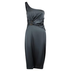 Grey Blue Silk Buckle Dress Size M