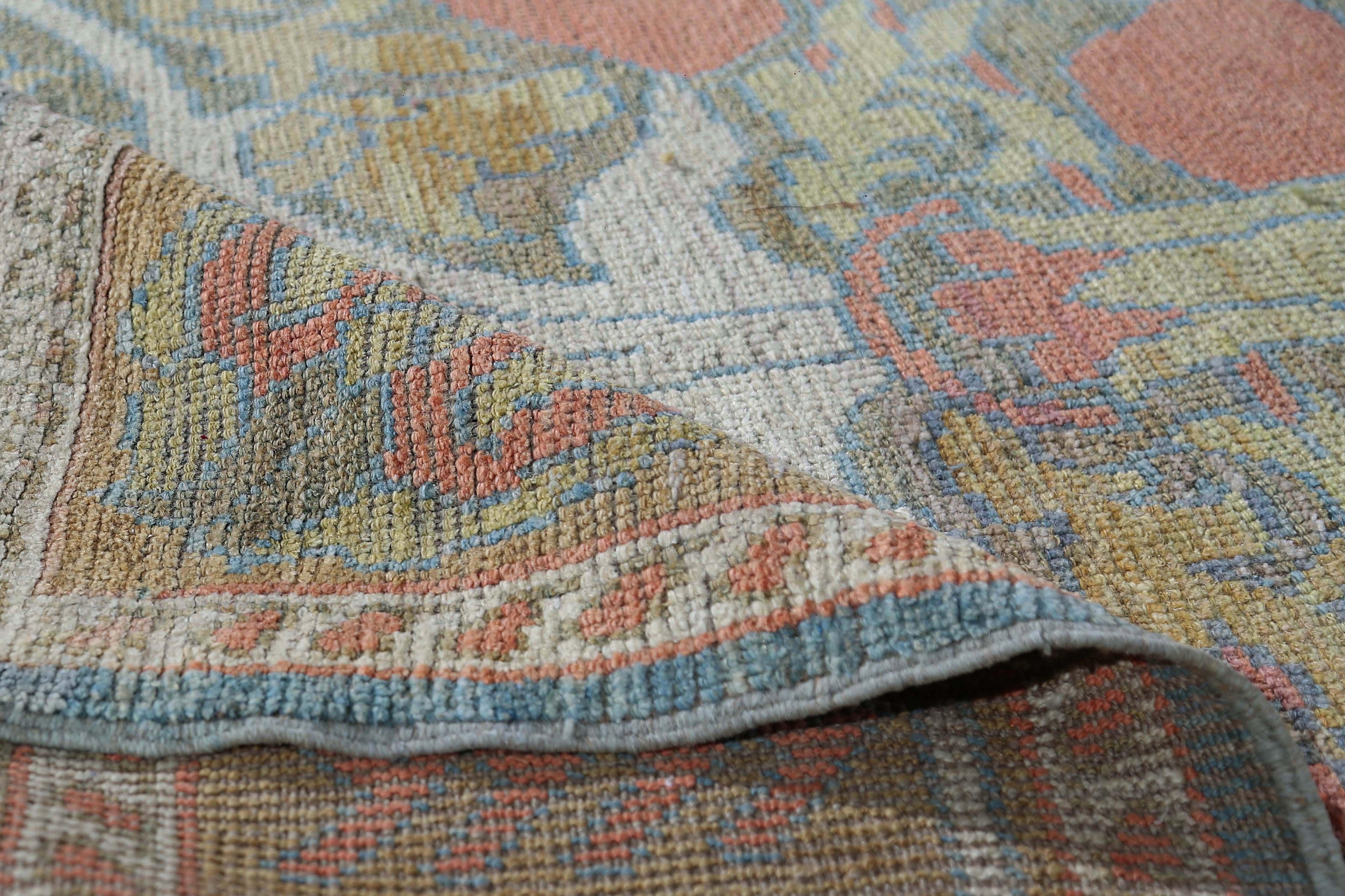 Tappeti Afghanistan Oushak Circa 1990 - Lana Verde Avorio Rosso Design - 95463 in vendita 1