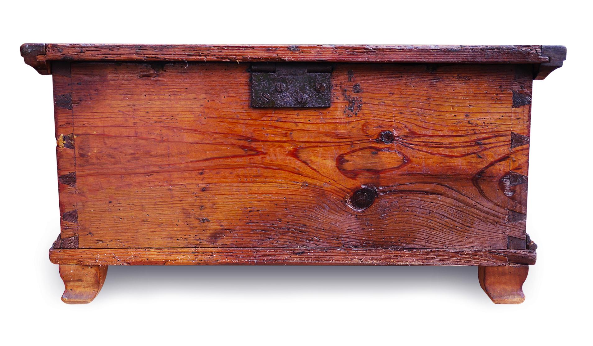 Red Floral Painted Chest Box, 1857 at 1stDibs