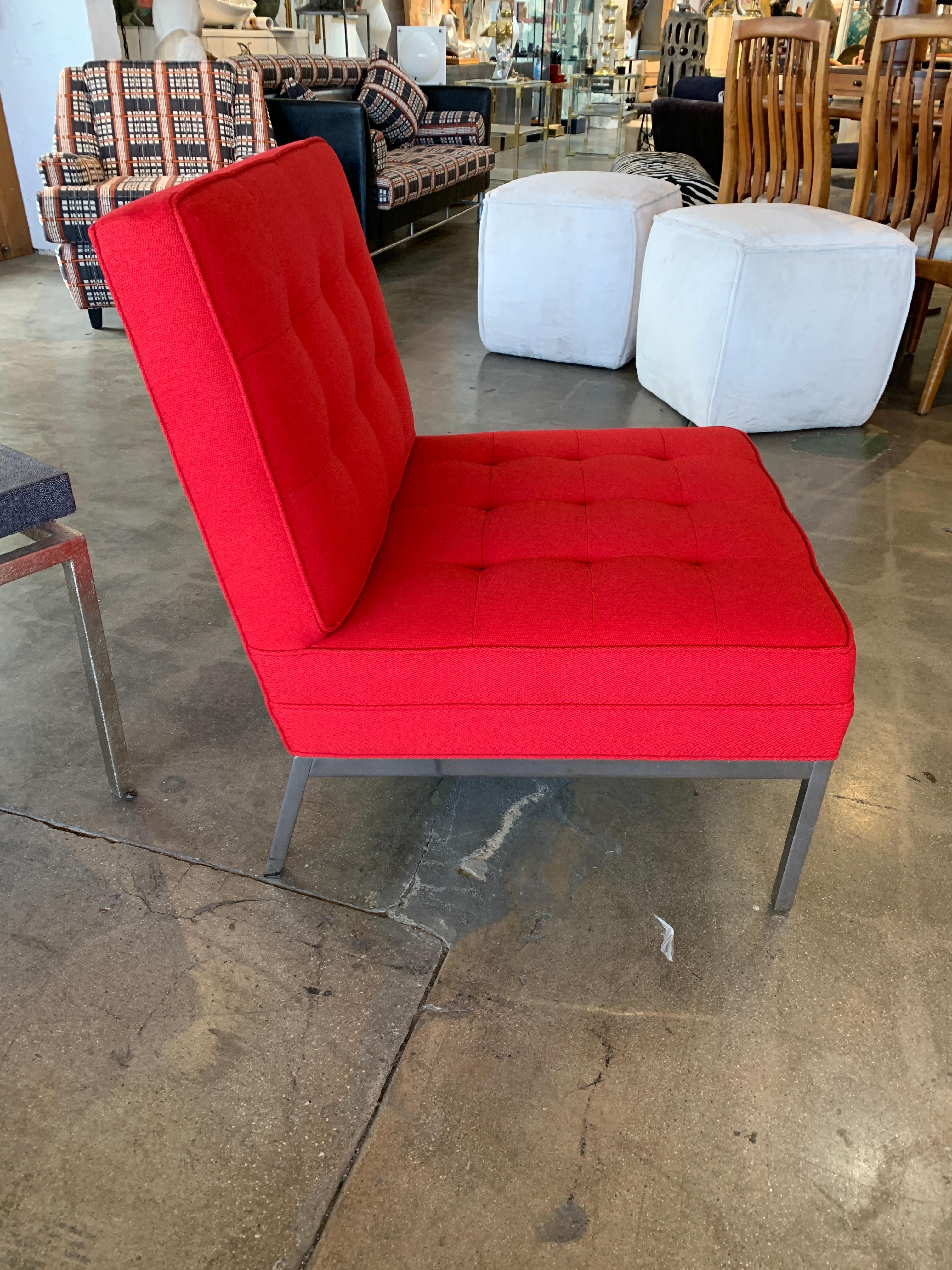 Red Florence Knoll Lounge Chairs For Sale 1