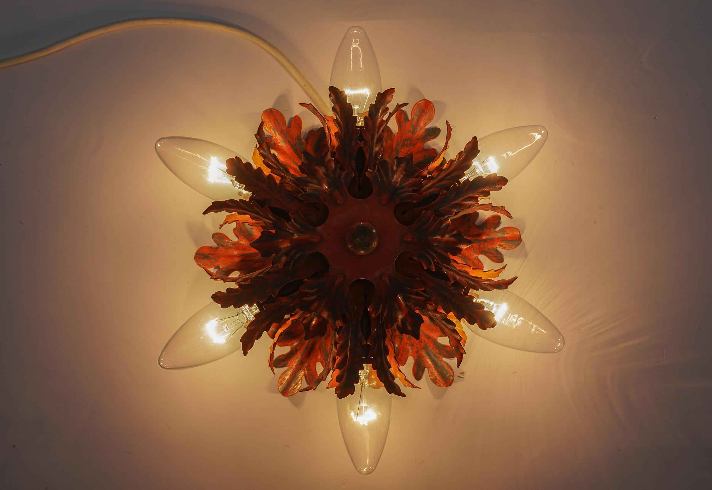 Mid-Century Modern Red Florentine Ceiling Lamp by Banci Firenze, 1960s For Sale