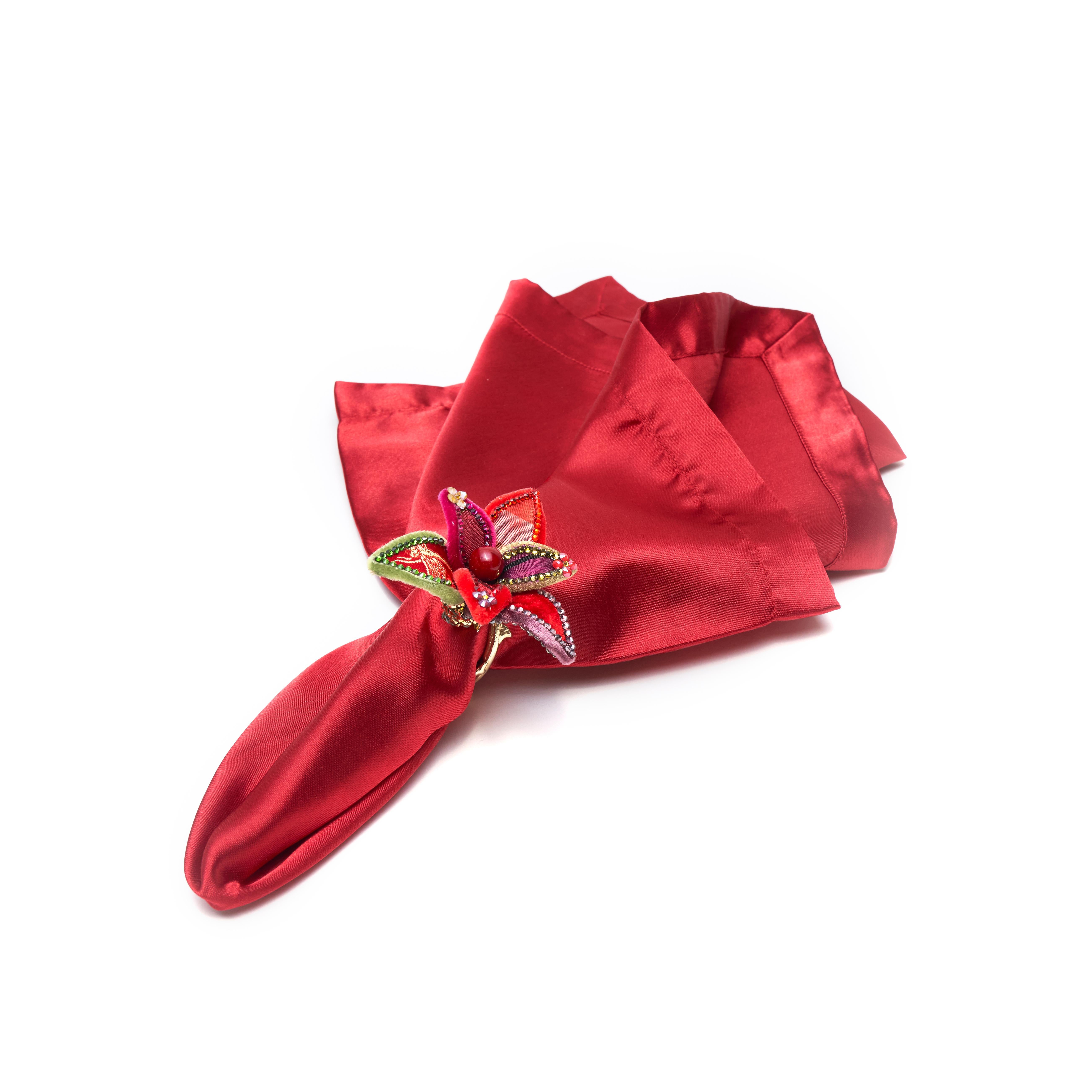Contemporary Red Flower Napkin Ring For Sale
