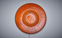 Stoneware Wall Sconce with orange glaze by Fridtjof Sejersen for Sejer Ceramic