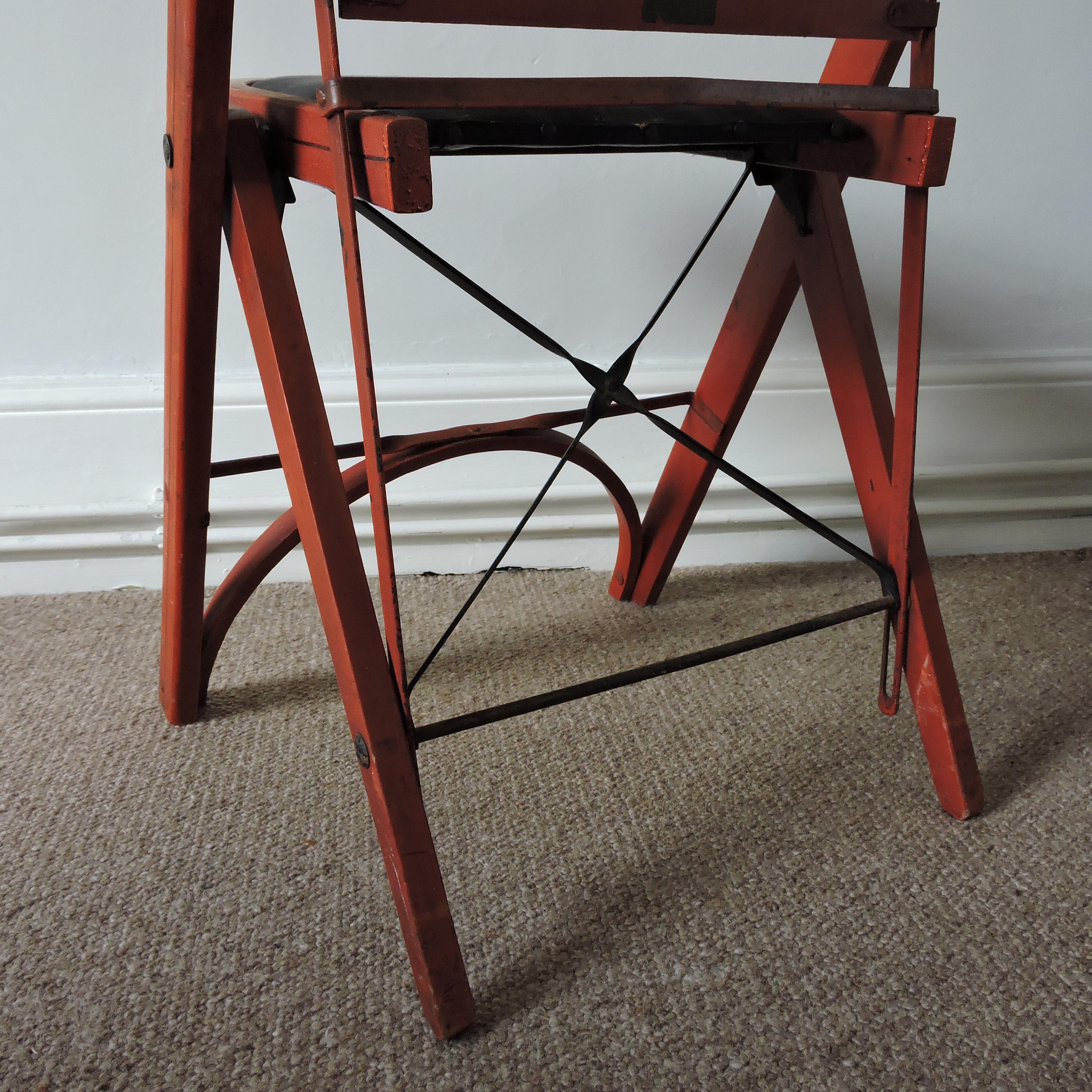 Red Folding Chairs by Louis Rastetter & Sons, set of 3, 1920s For Sale 1