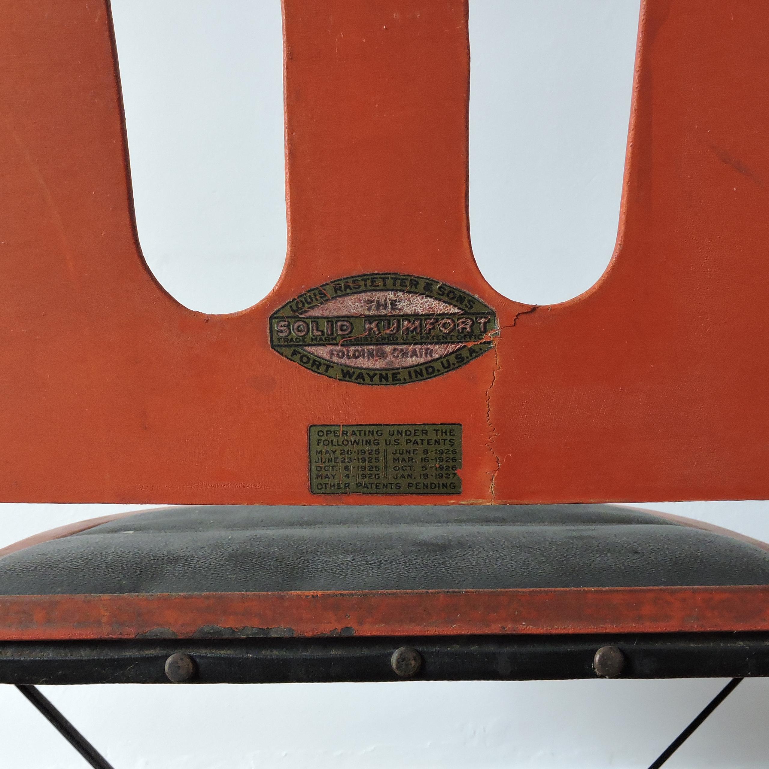 Red Folding Chairs by Louis Rastetter & Sons, set of 3, 1920s For Sale 3