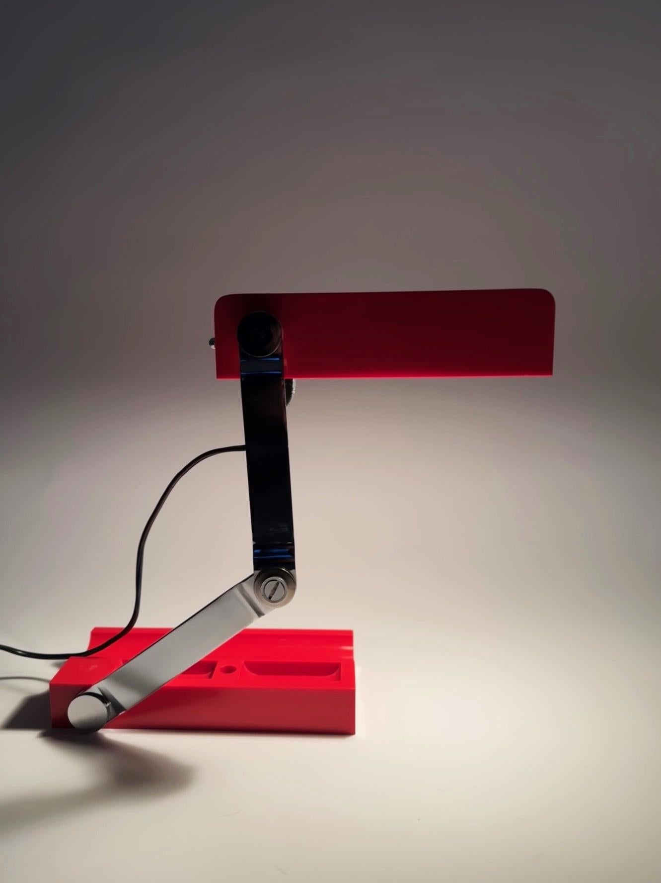 Red folding table lamp by Lamsar Spain 1970's 3