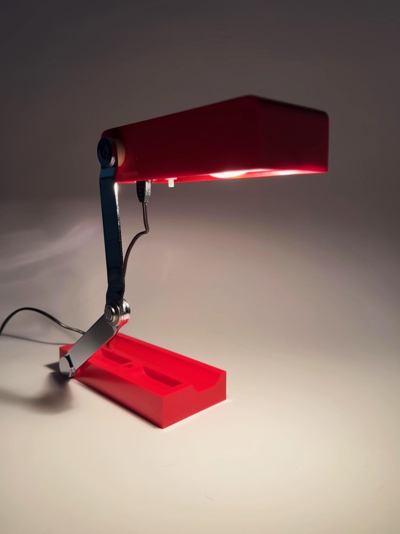 Red folding table lamp by Lamsar Spain 1970's 4