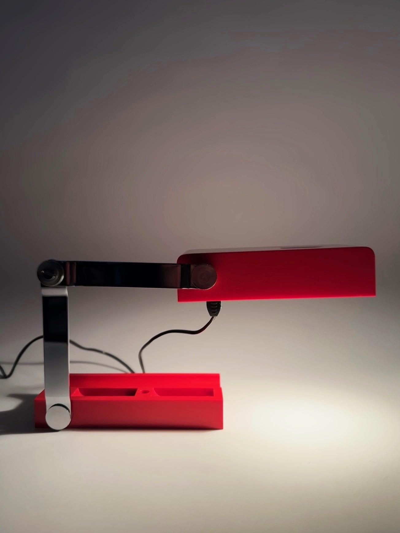 Red folding table lamp by Lamsar Spain 1970's 5