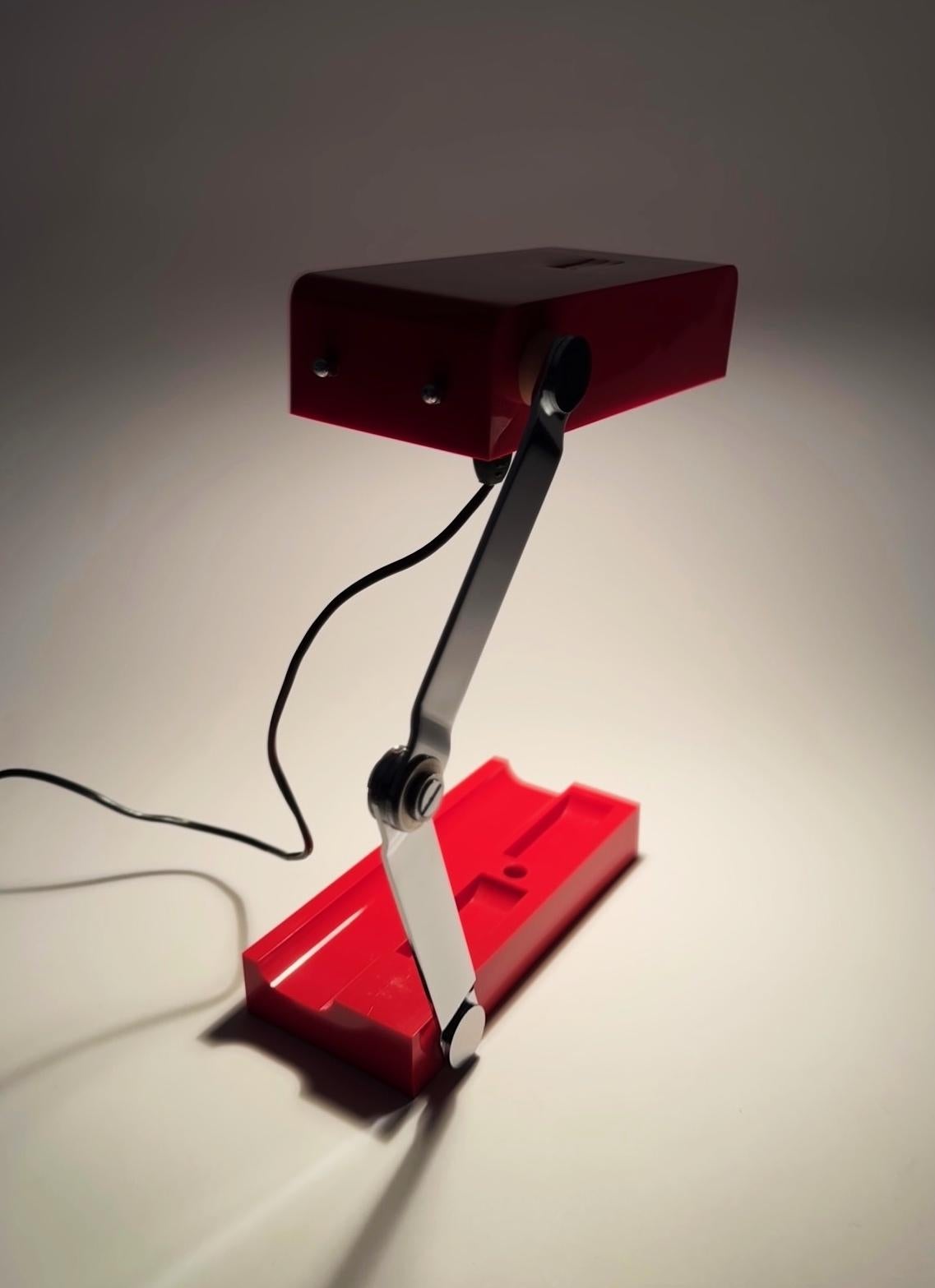 Red folding table lamp by Lamsar Spain 1970's 6