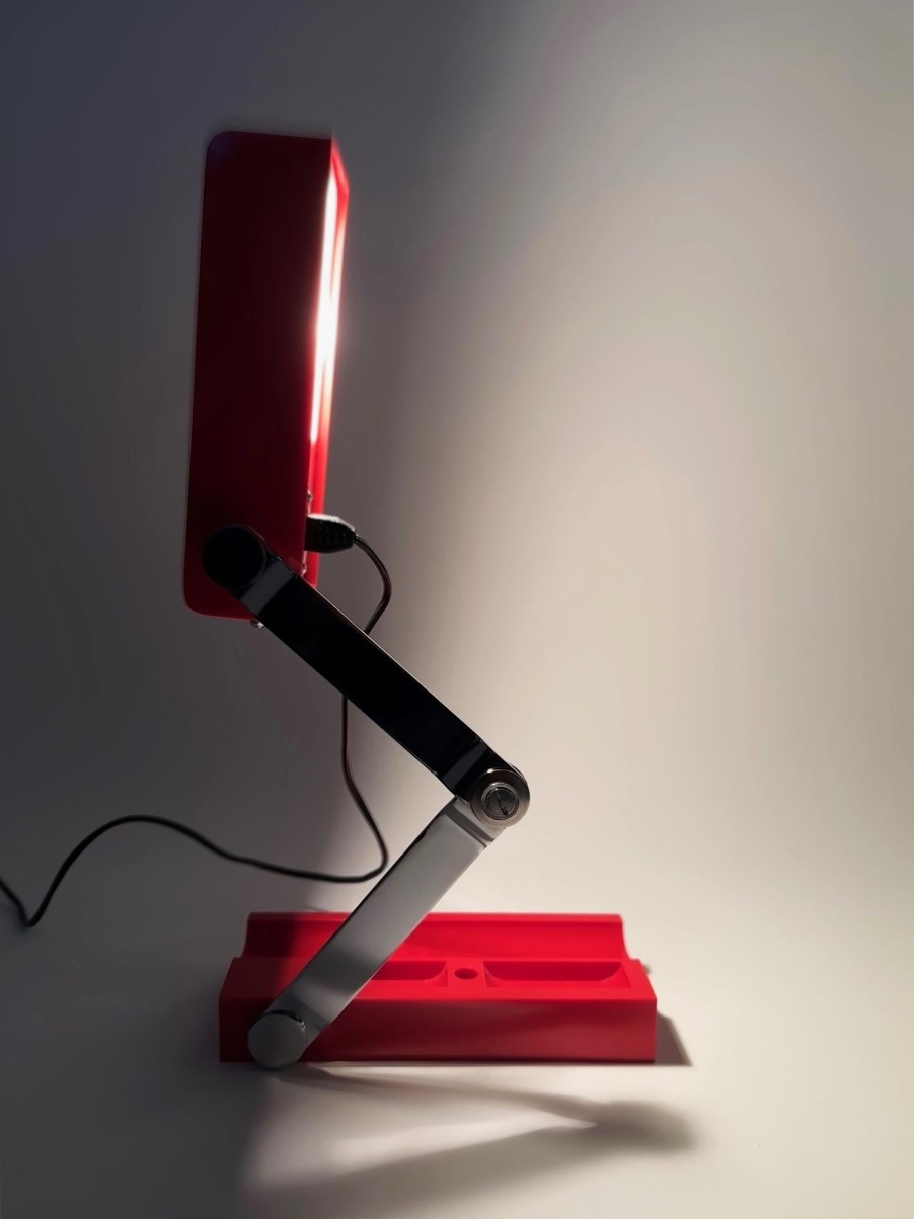 Red folding table lamp by Lamsar Spain 1970's 7