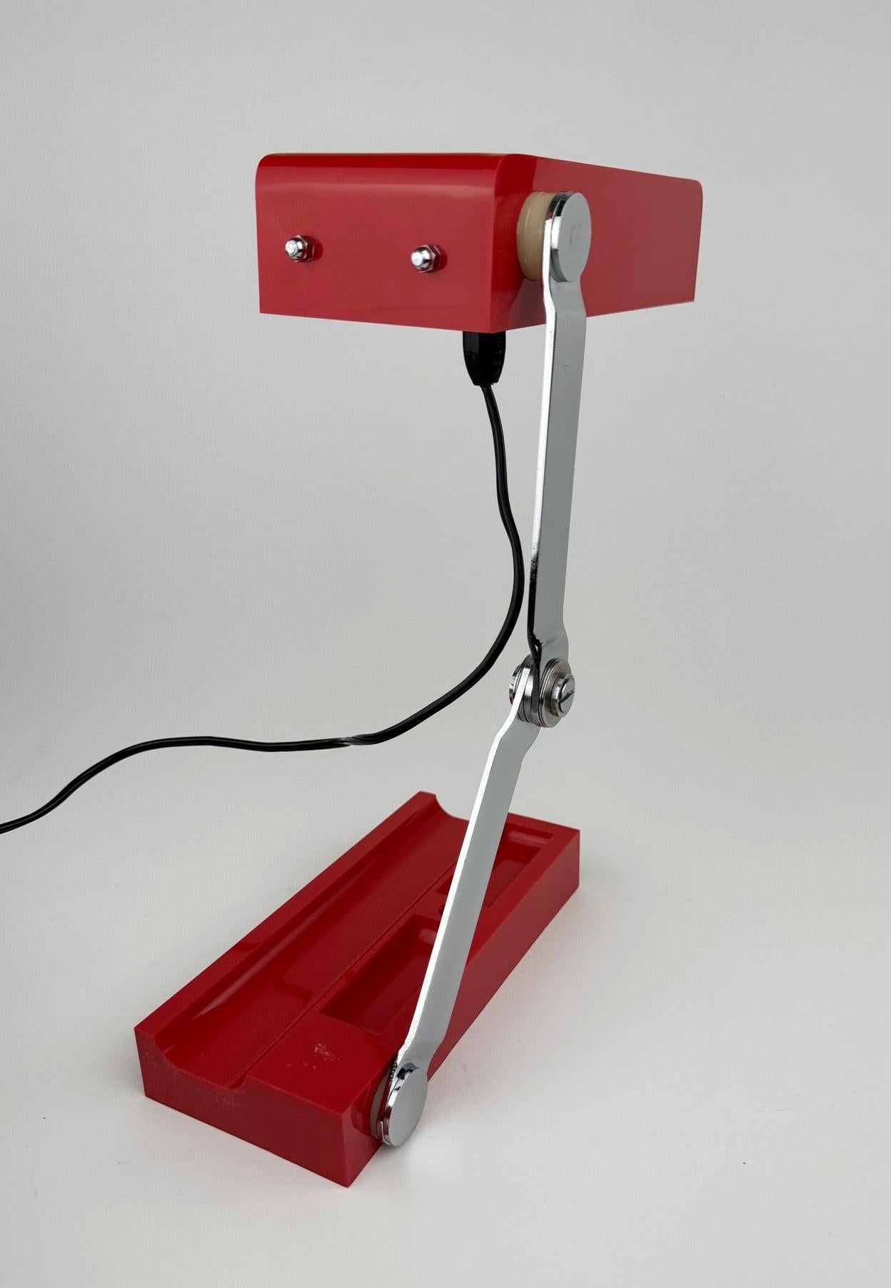 Mid-Century Modern Red folding table lamp by Lamsar Spain 1970's
