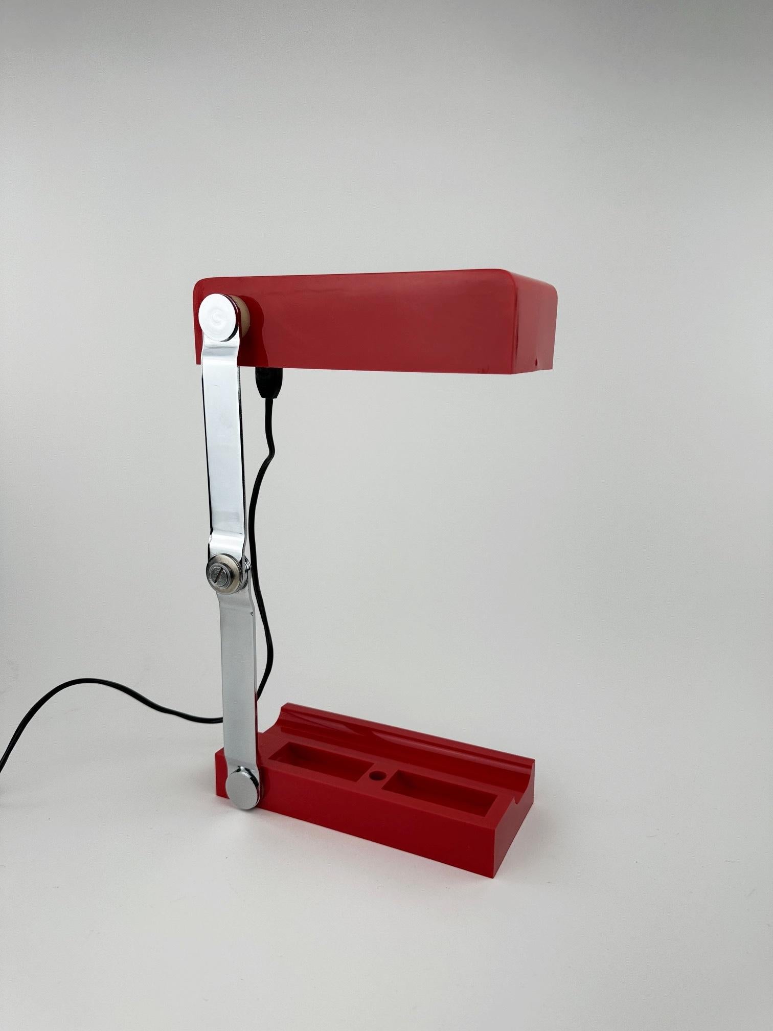 Metal Red folding table lamp by Lamsar Spain 1970's