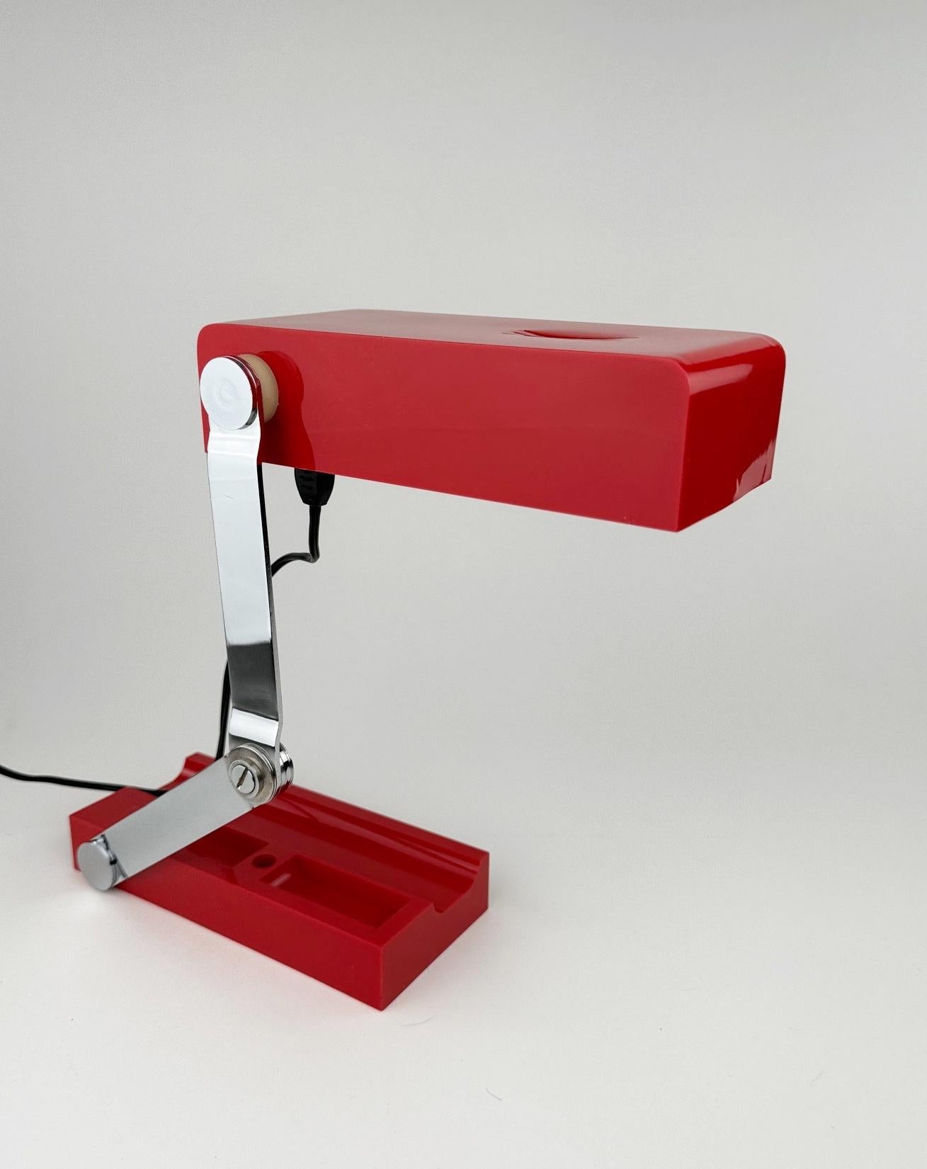 Red folding table lamp by Lamsar Spain 1970's 1