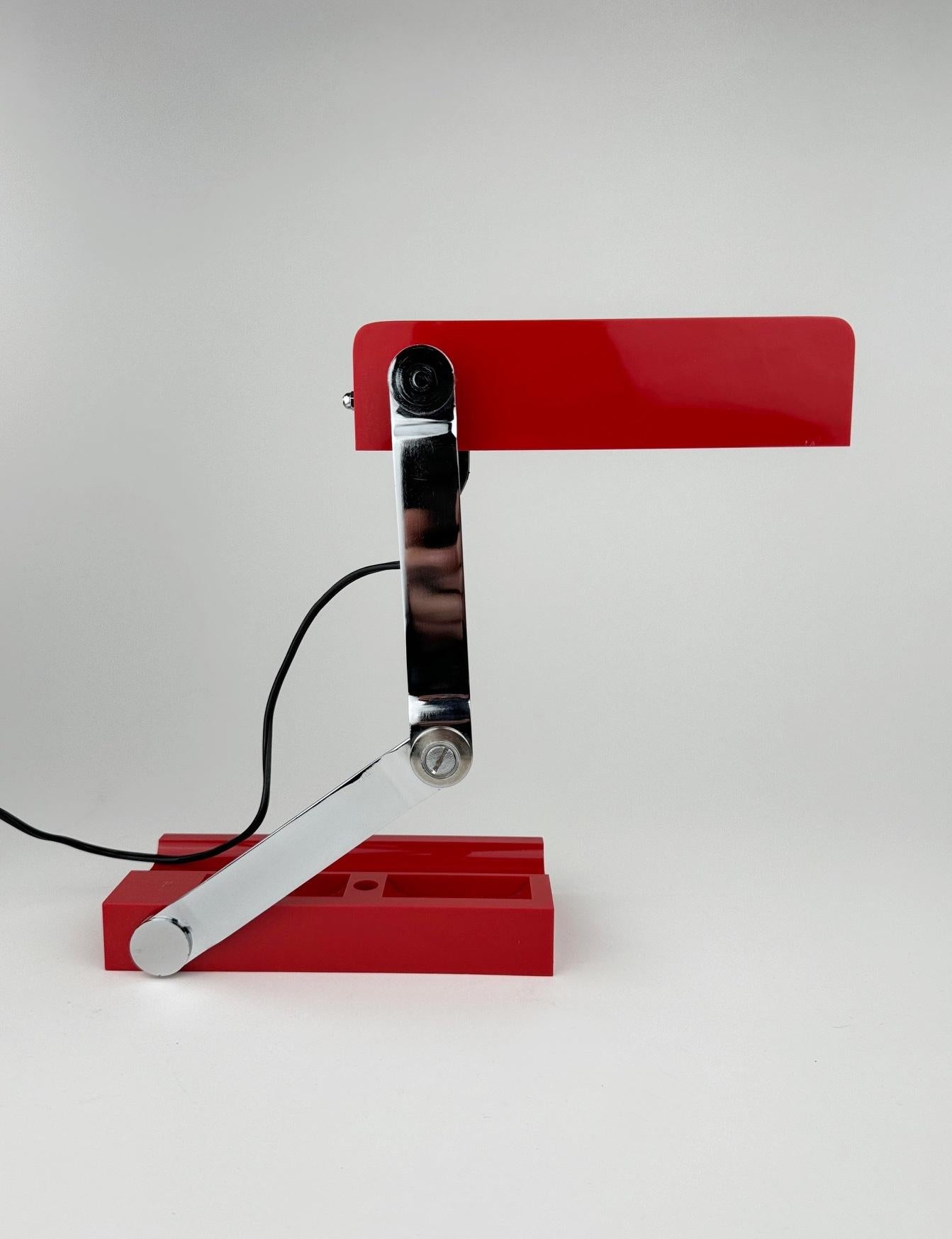Red folding table lamp by Lamsar Spain 1970's 2