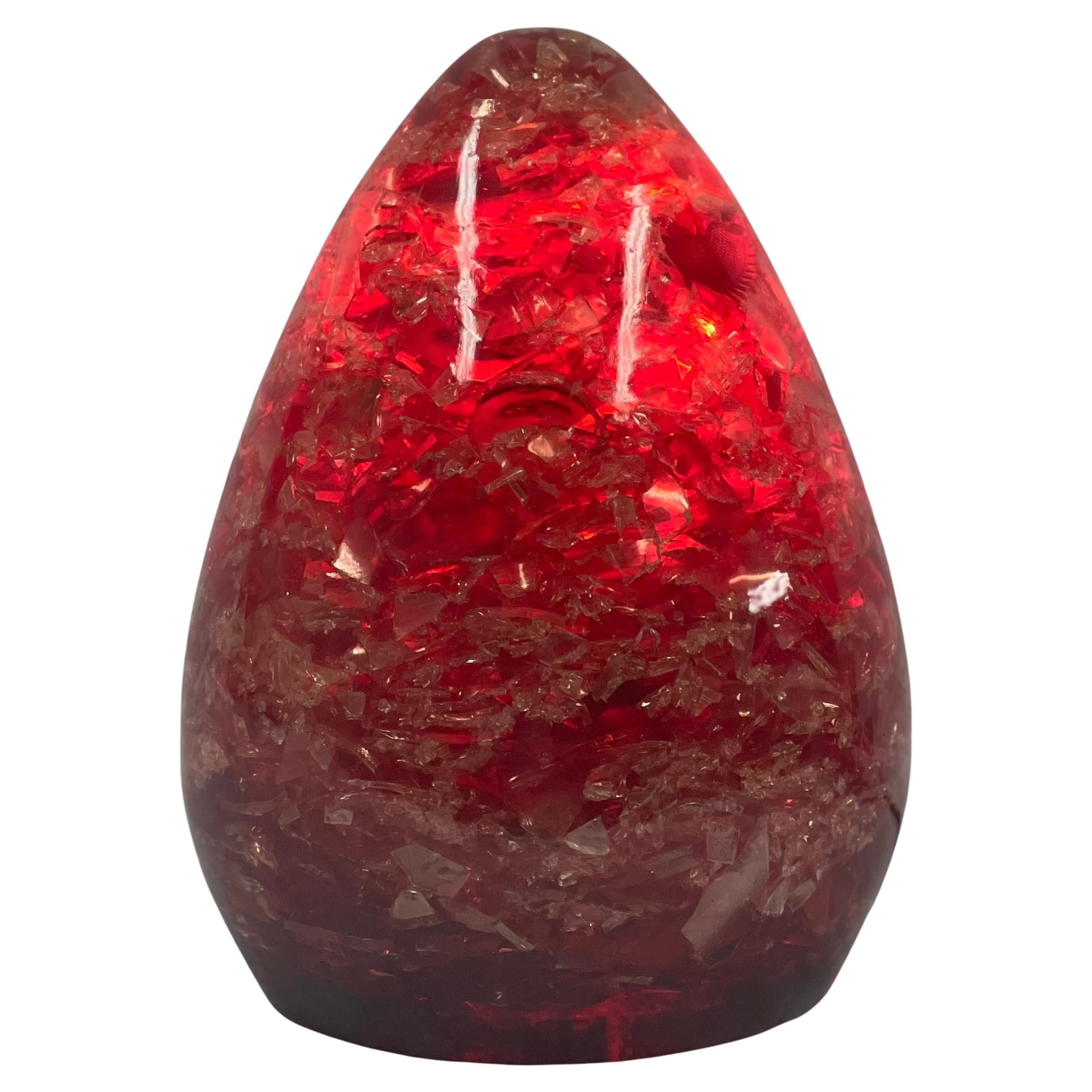 Red fractal resin lamp from the 70s (We have another one in green) For Sale