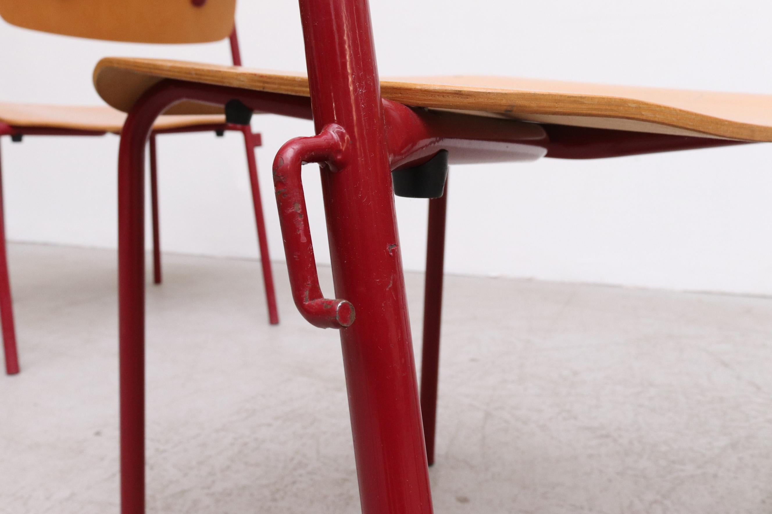 Red Framed Stacking School Chairs 3
