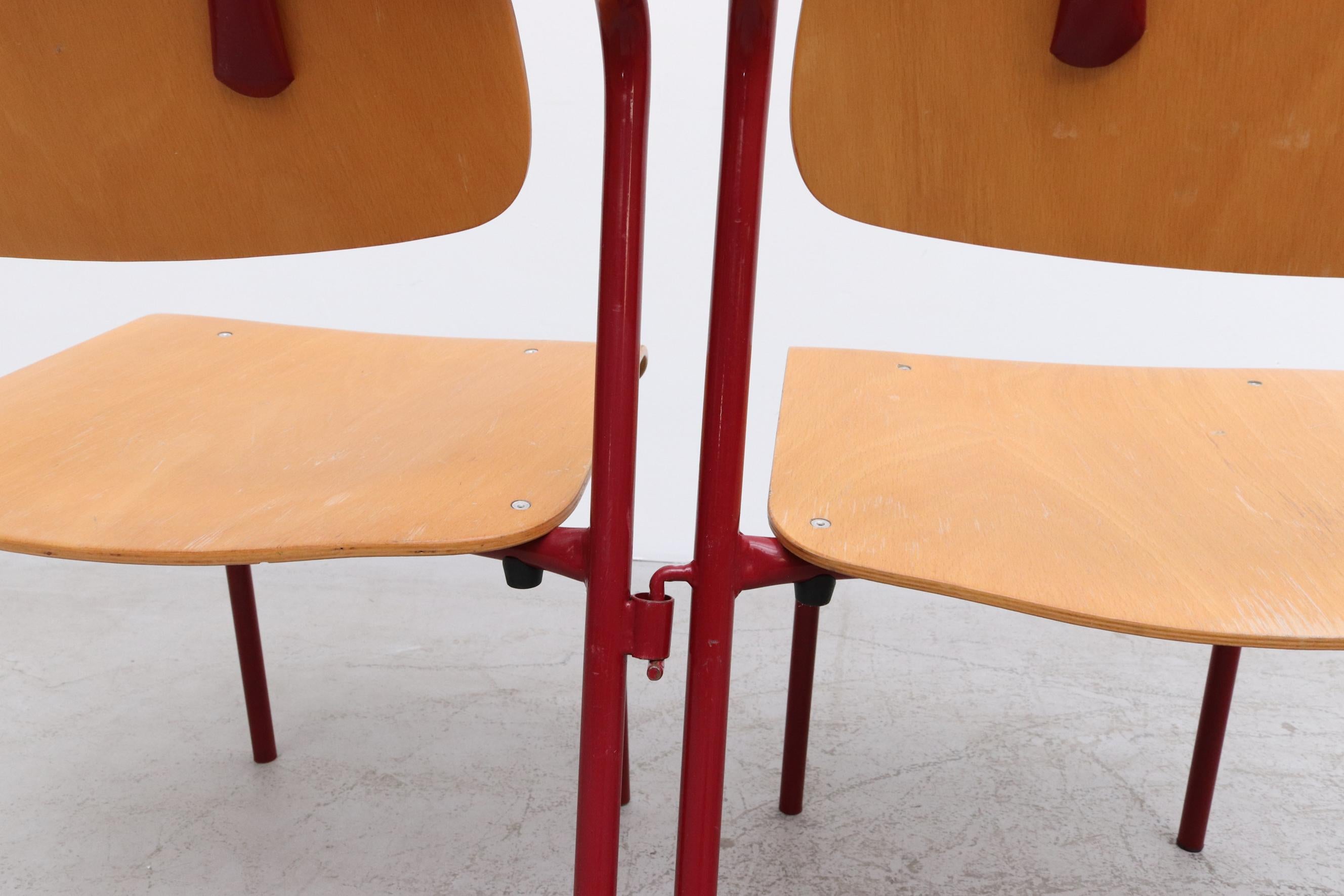 Red Framed Stacking School Chairs 4