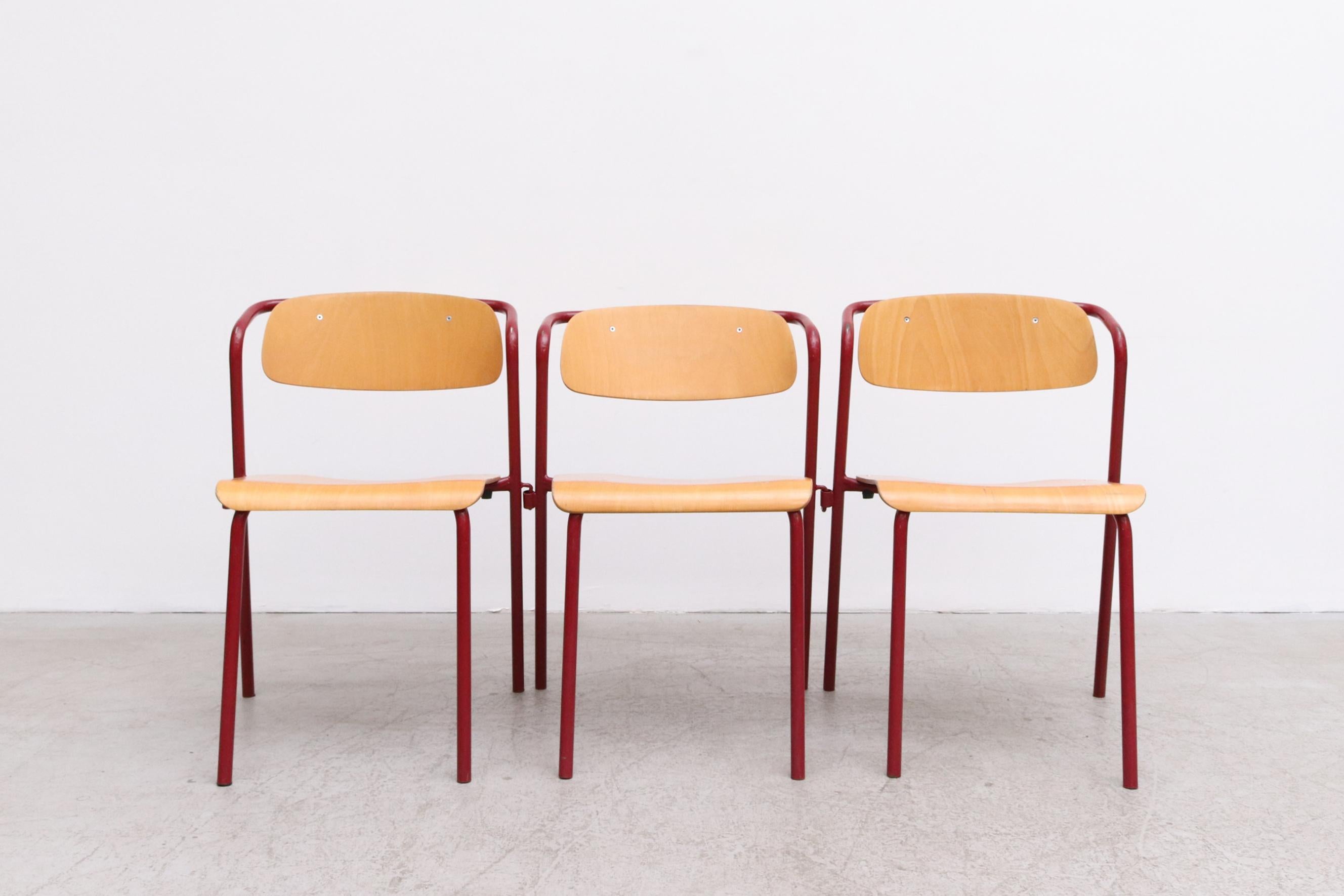 Red Framed Stacking School Chairs 5