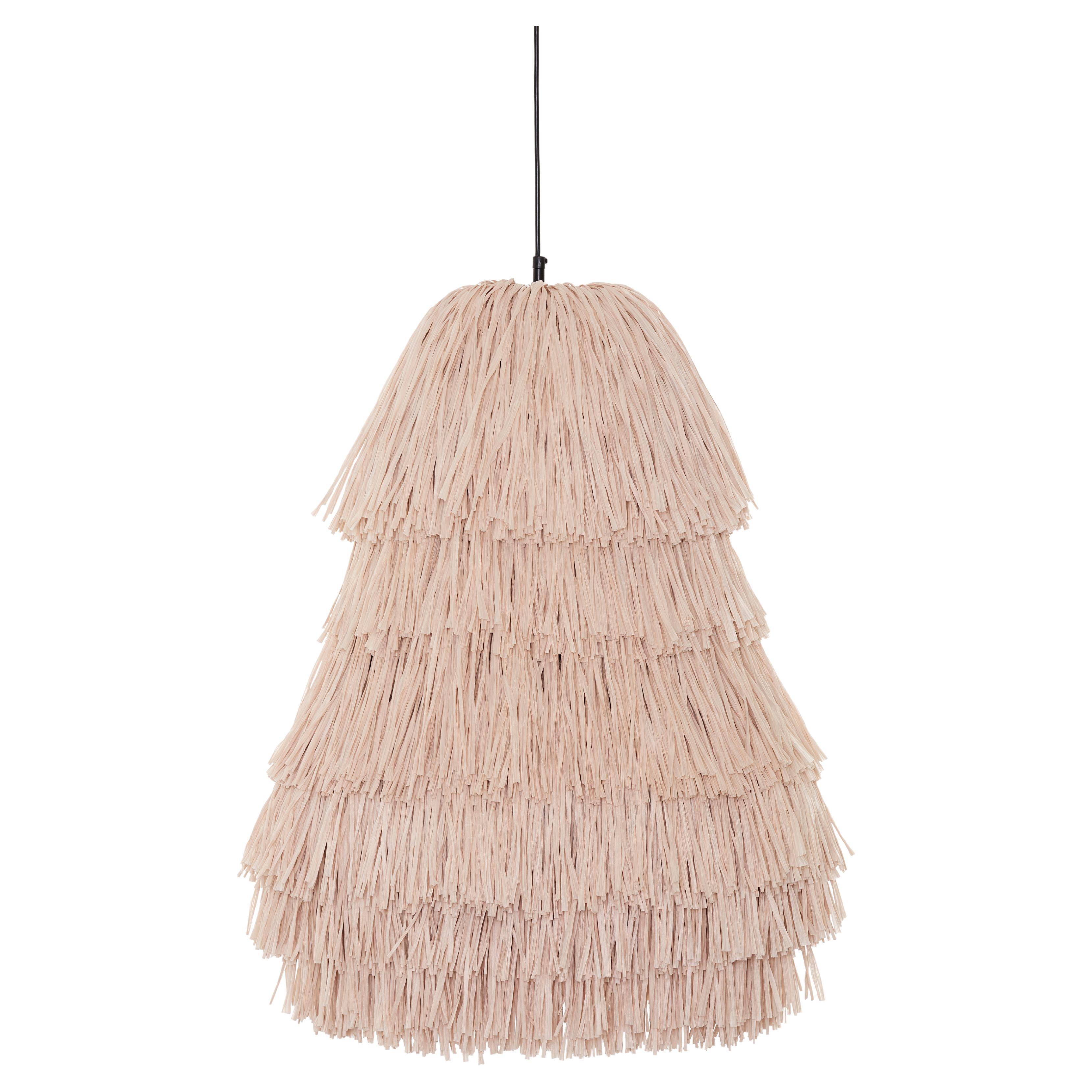 Red Fran RS lamp by Llot Llov
Handcrafted Light Object
Dimensions: Ø 60 cm x H: 70 cm
Materials: raffia fringes
Colour: red
Also available in green, beige, black. 

With their bulky silhouette and rustling fringes, the FRAN lights are