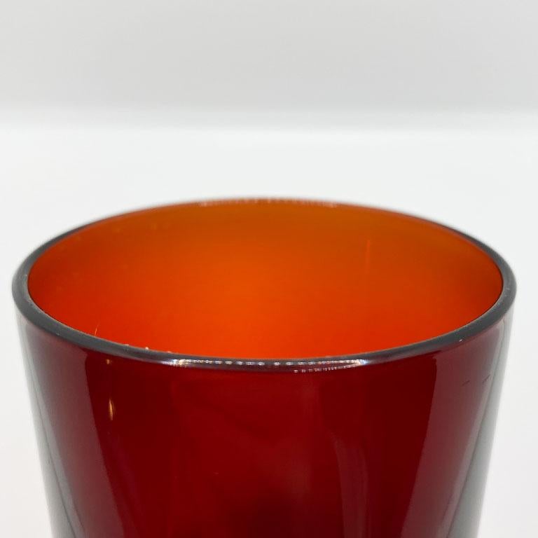 Art Deco Red French Luminarc Glass Cordial Glassware, Set of 4, 1970s, France For Sale