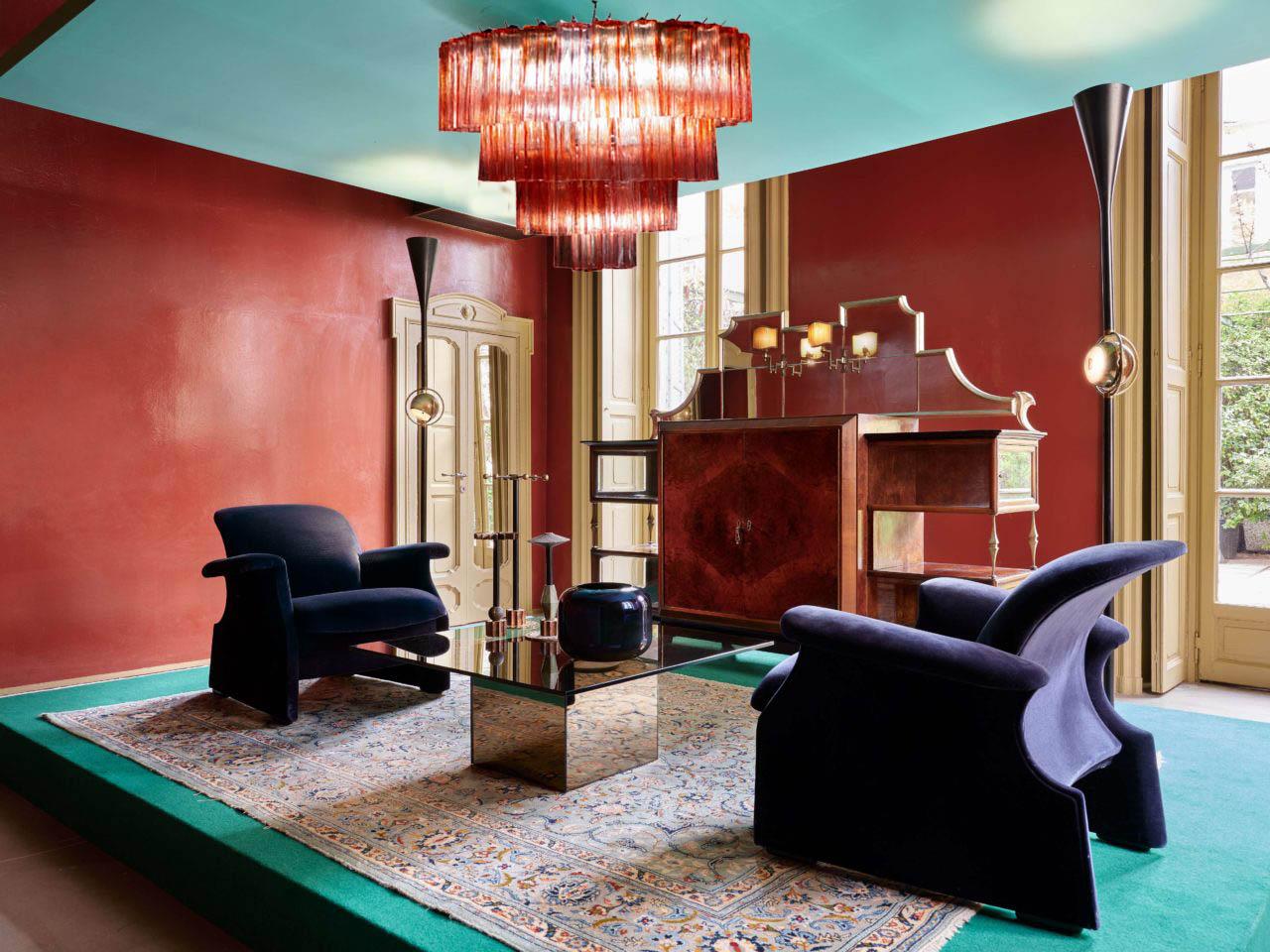 Lampadario Tronchi in vetro di Murano rosso fucsia, 1970 in vendita 3
