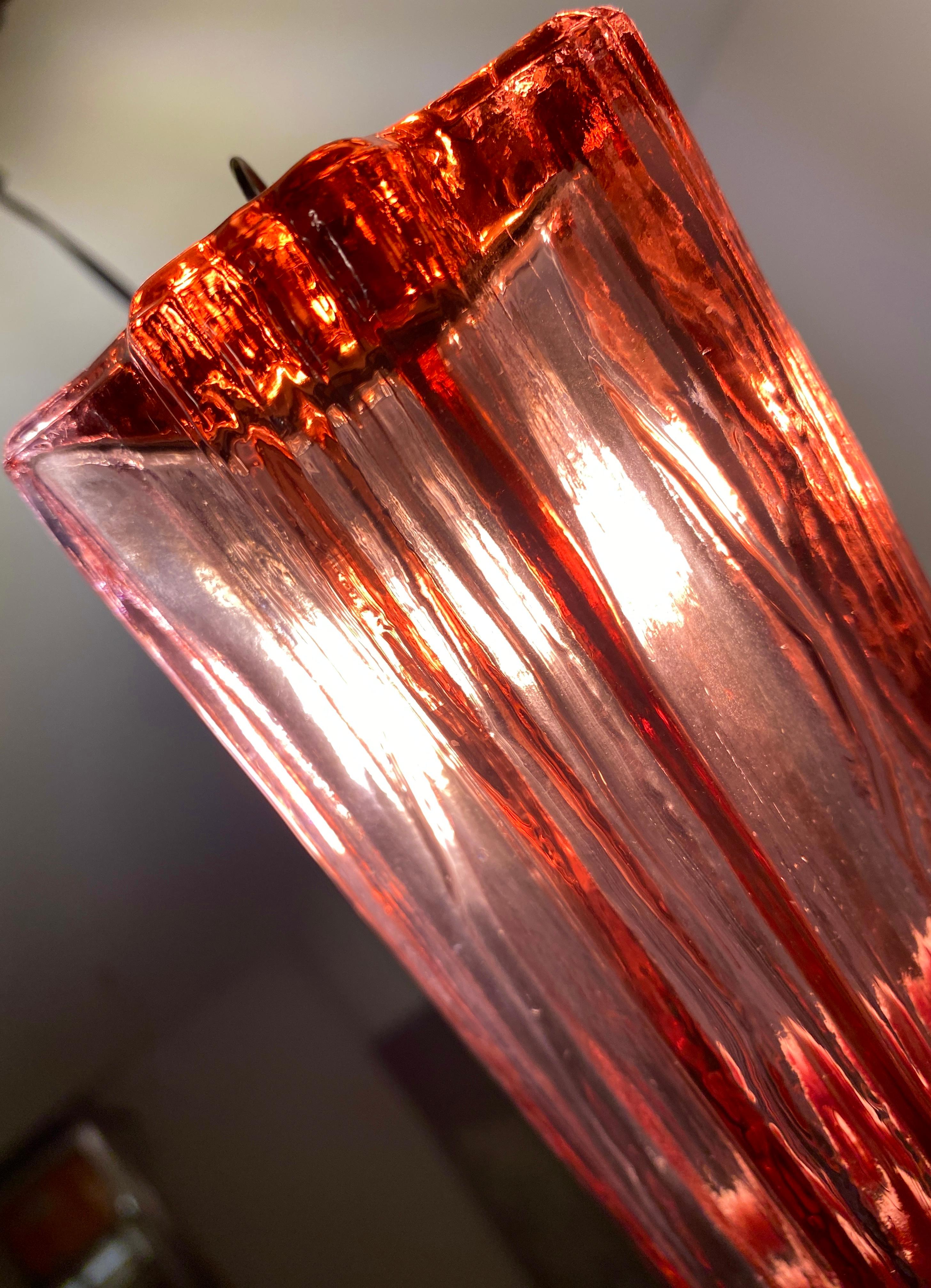 Lampadario Tronchi in vetro di Murano rosso fucsia, 1970 in vendita 4