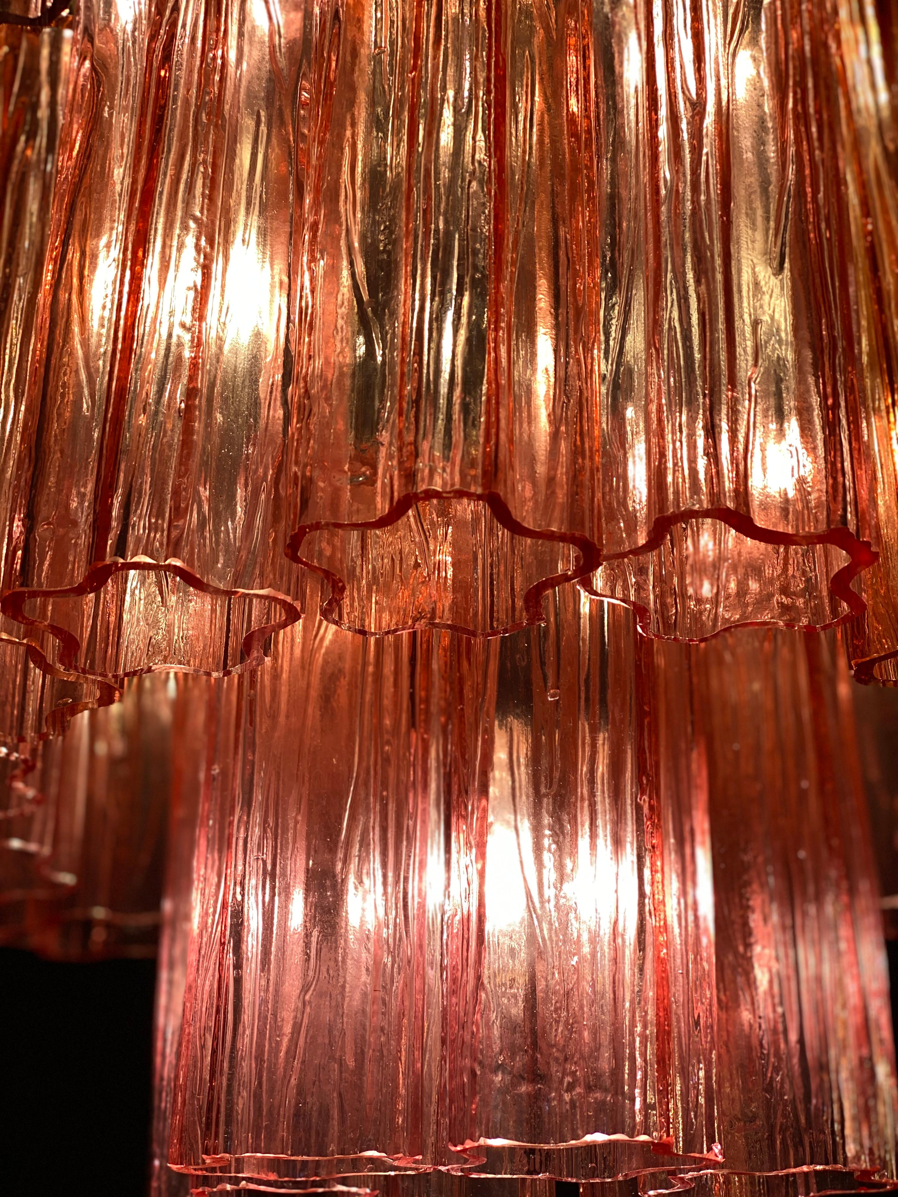 Lampadario Tronchi in vetro di Murano rosso fucsia, 1970 in vendita 5